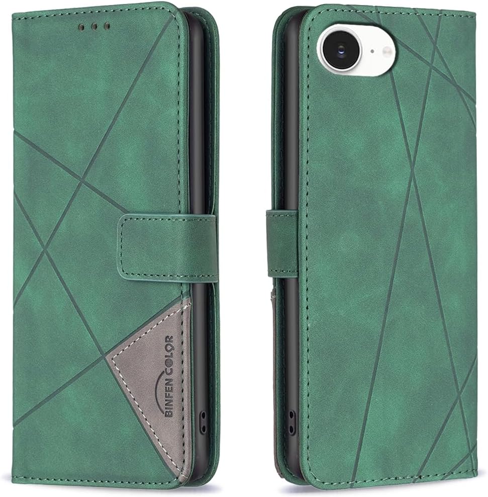 Denim pebbled phone case for iPhone 16E, magnetic buckle wallet case, flip-top stand for shock protection Red