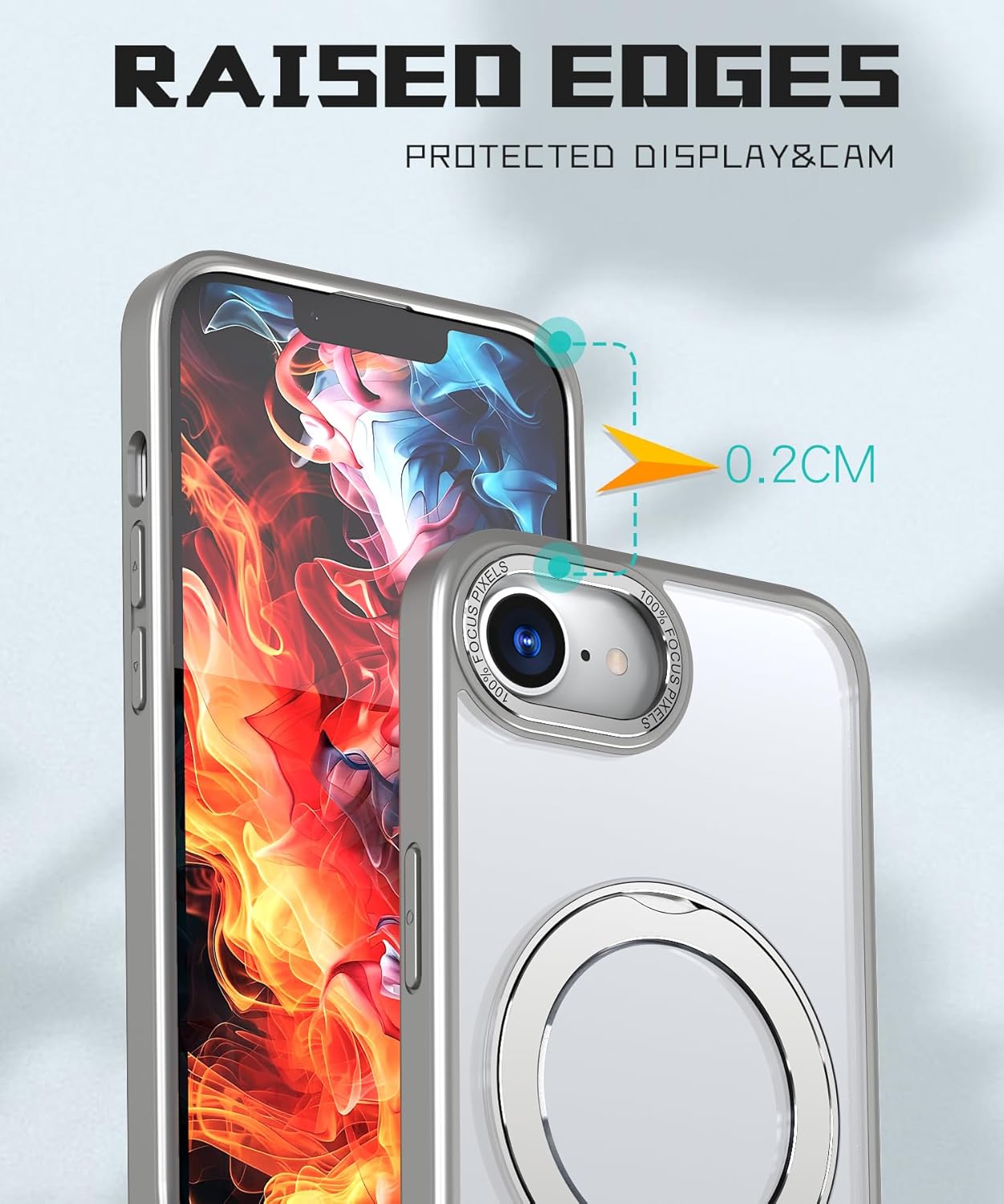 Magnetic phone case for iPhone 16E, 360° rotating bracket supports wireless charging, shockproof ultra-thin shell Gray
