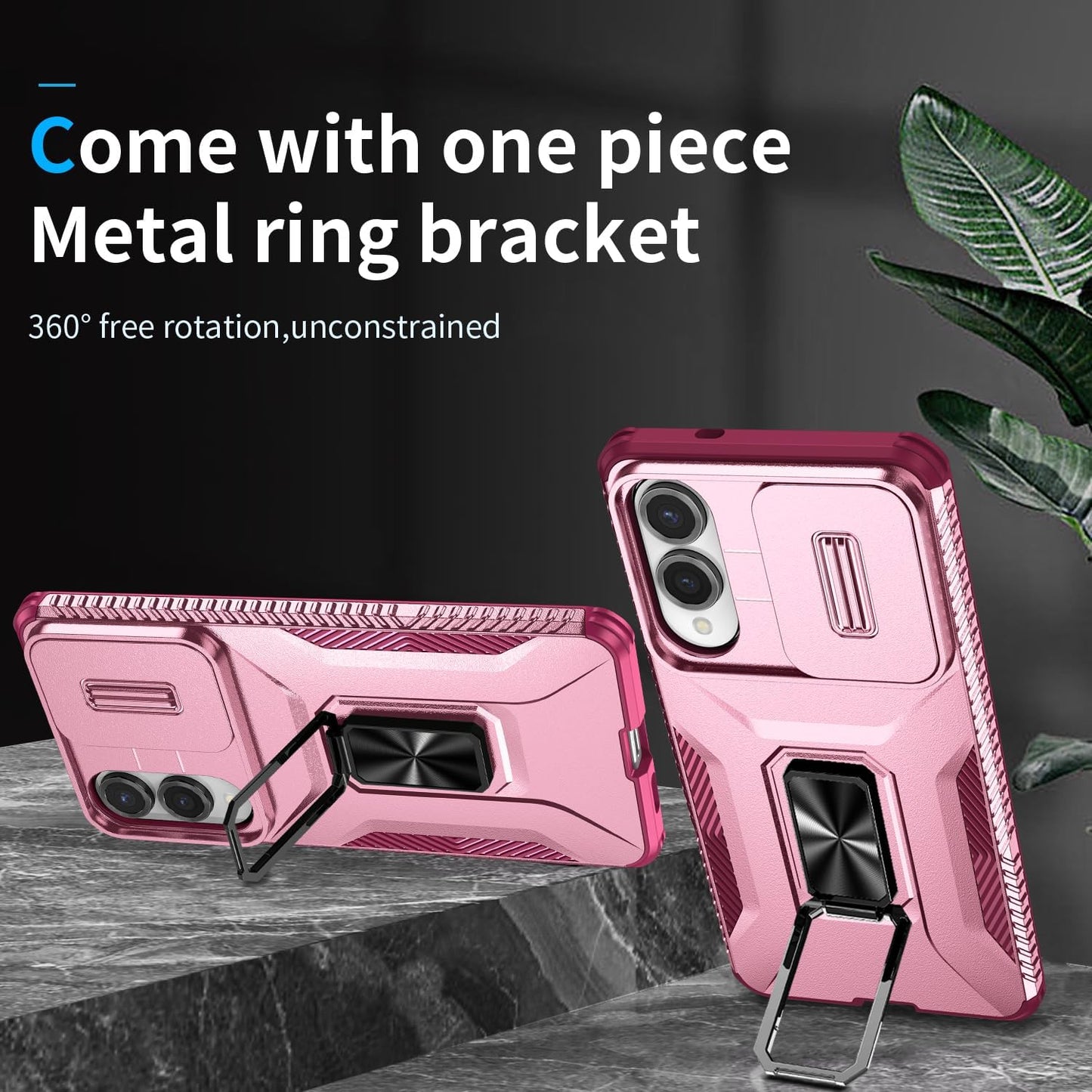 Magnetic car mount 2 in 1 phone case for Samsung Galaxy S25 Edge, double layer shockproof and drop-proof protective case. 360° rotating bracket finger ring buckle push window lens protection