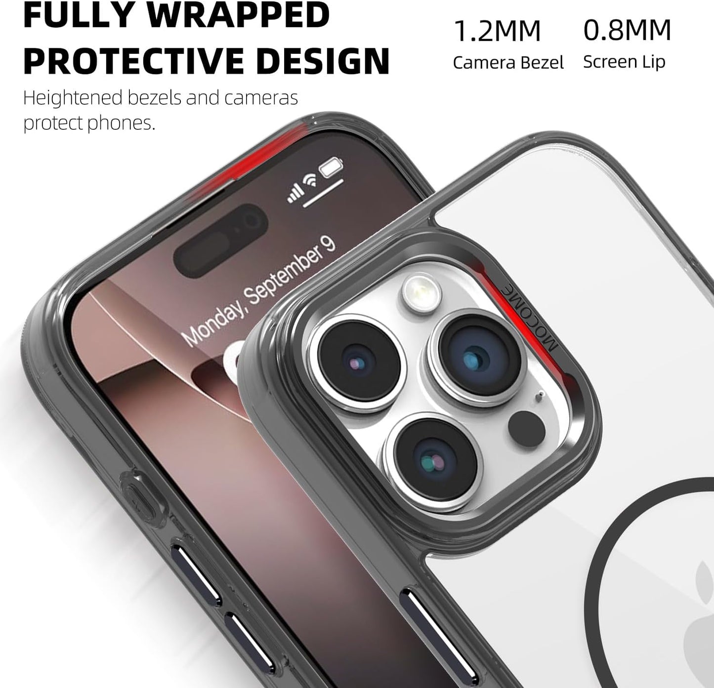 Magnetic transparent phone case for iPhone 16 Pro max, supports wireless charging, military-grade drop-proof, compatible with iPhone 16 Pro max Car magnetic bracket 2 in 1 magnetic card holder