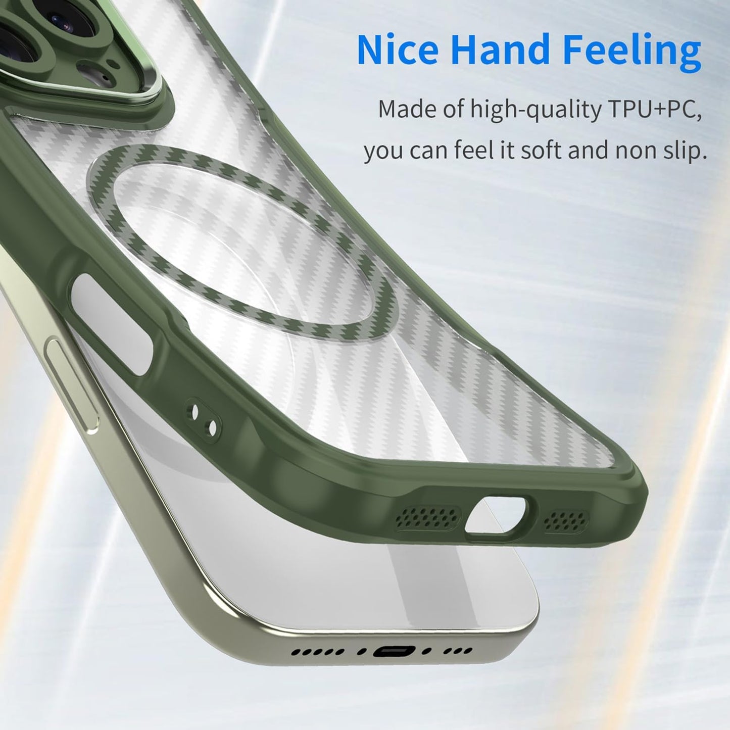 Magnetic carbon fibre case for iPhone 14, support wireless charging, carbon fibre shockproof slim case Black
