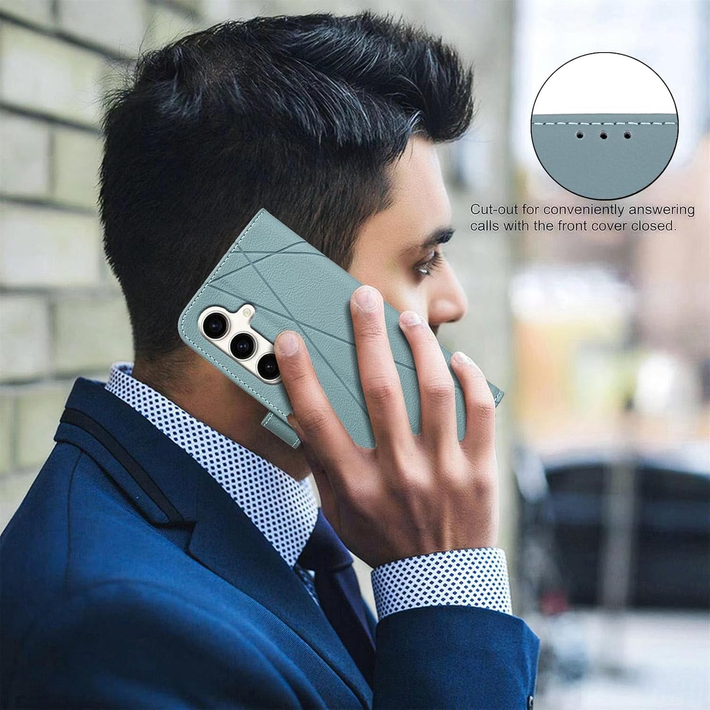 iTape Wallet phone case for Samsung Galaxy S25+, RFID anti-theft wallet, pressed edge leather case flip cover stand Blue