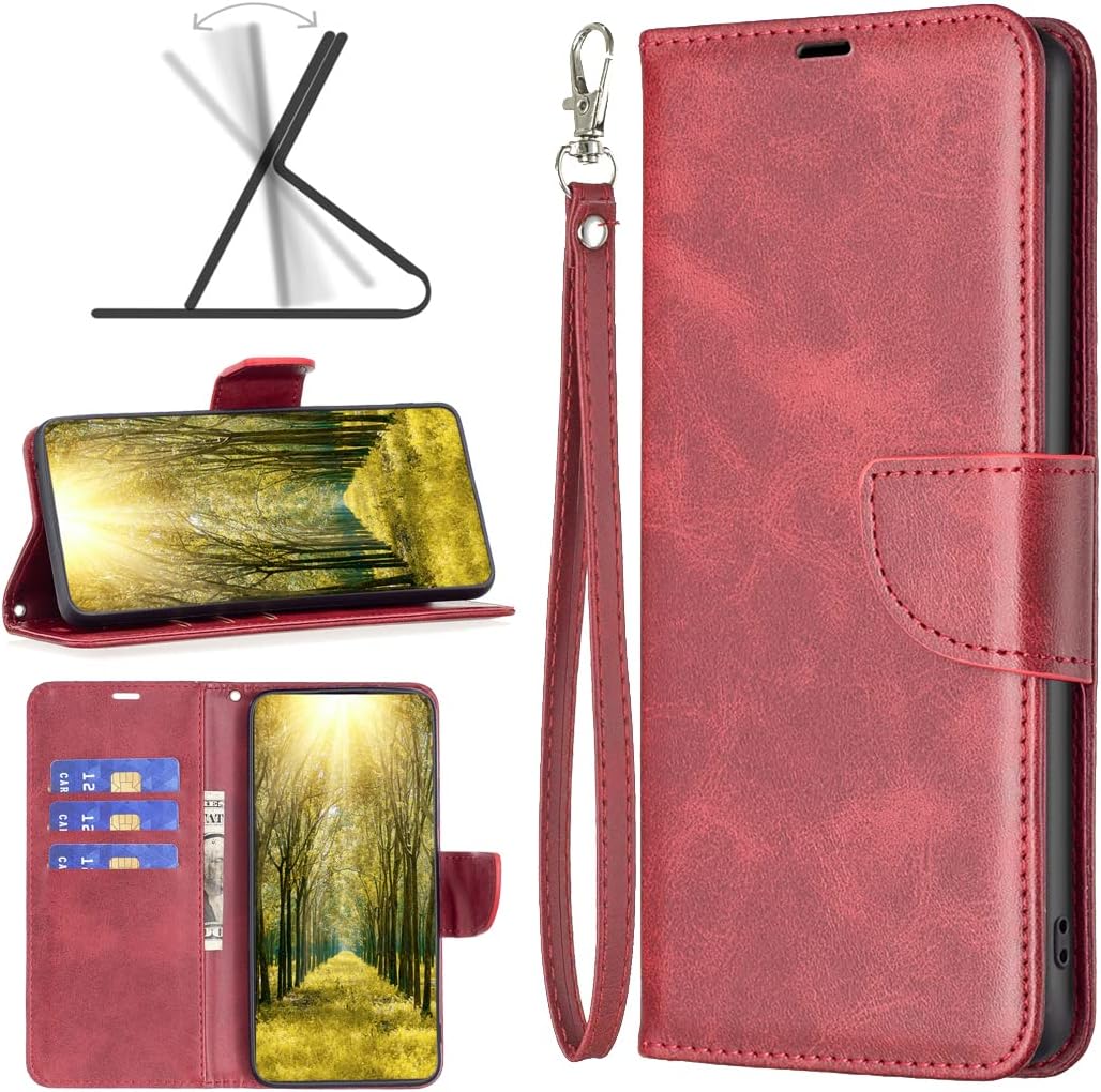 iTape Solid lambskin leather phone case for Samsung Galaxy S25 Edge, snap wallet style case, flip stand shock protection Brown