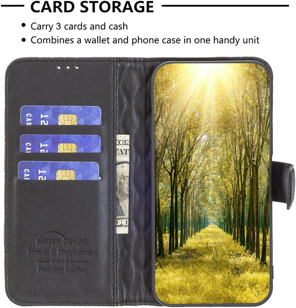 Diamond Wallet Case for iPhone 16E, Magnetic Snap Wallet Case, Flip-Stand for Shockproof Protection Green