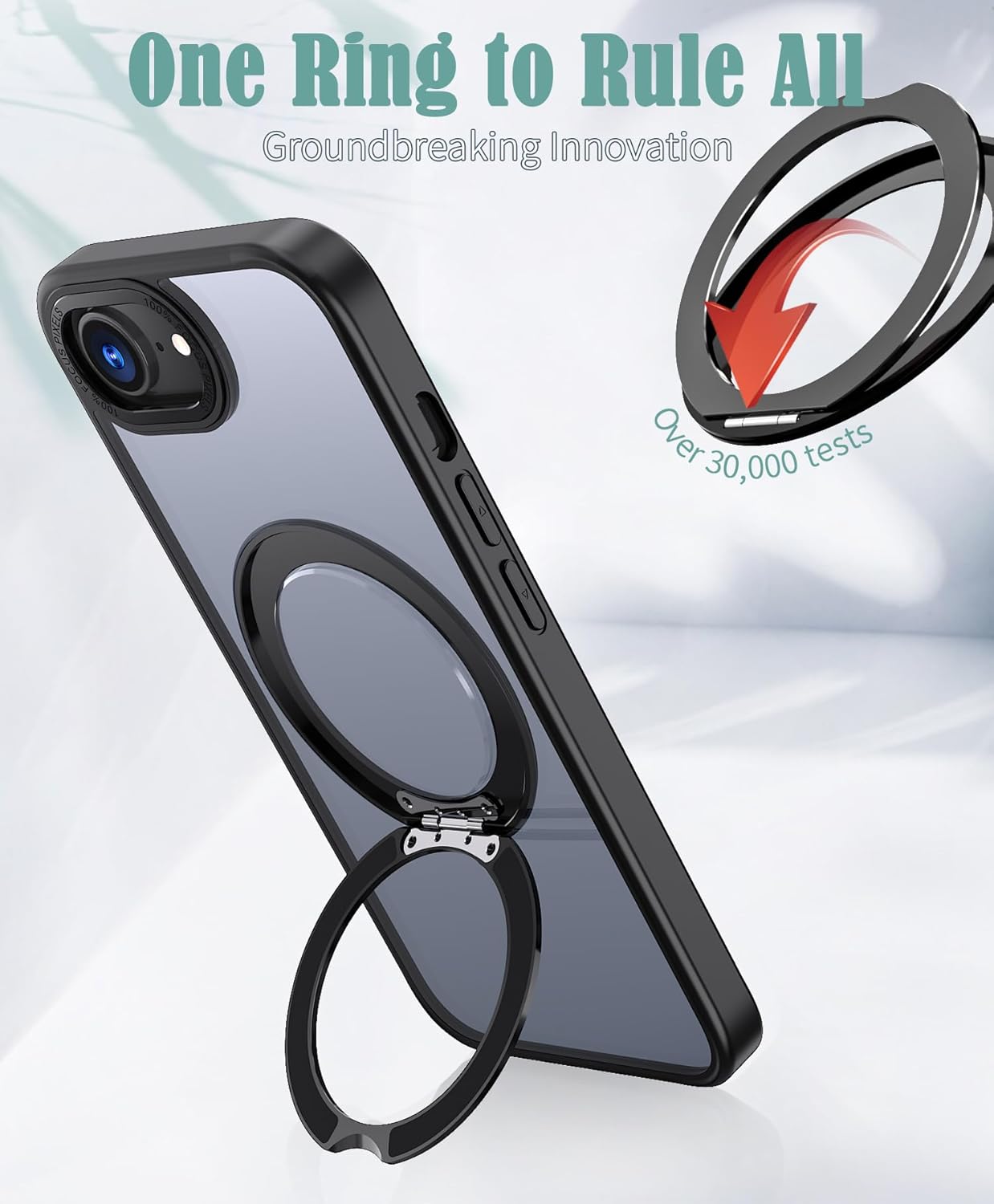 Magnetic phone case for iPhone 16E, 360° rotating bracket supports wireless charging, shockproof ultra-thin shell Gray