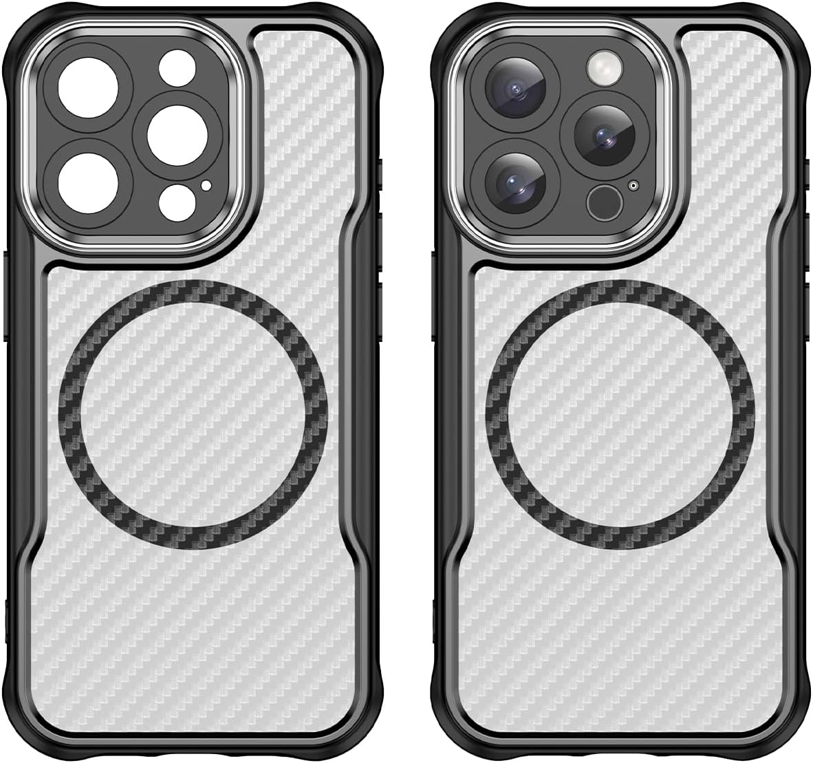 Magnetic carbon fibre case for iPhone 15 Pro, support wireless charging, carbon fibre shockproof slim case Blue