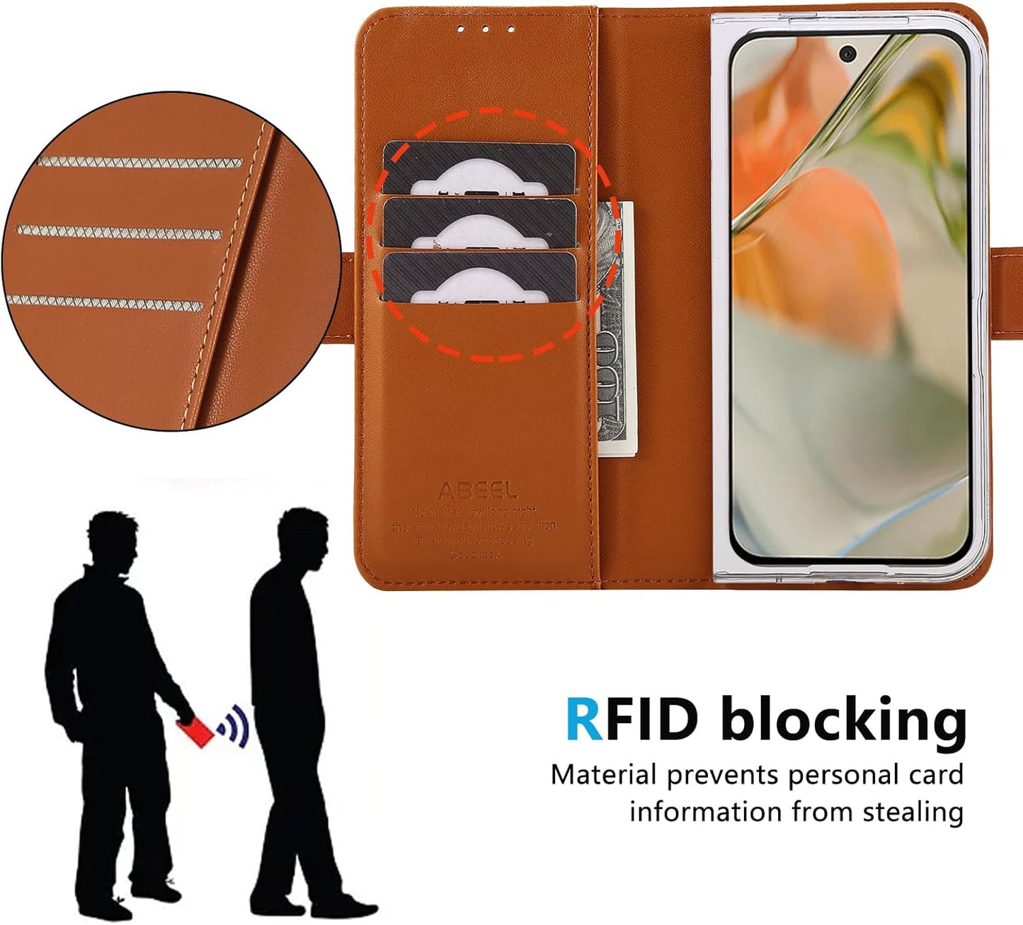 iTape Folding Magnetic Leather Case for Google Pixel 9 Pro Fold, RFID Anti-theft Wallet Phone Case, Multi-Card Slot Magnetic Flip Cover Holder Pink