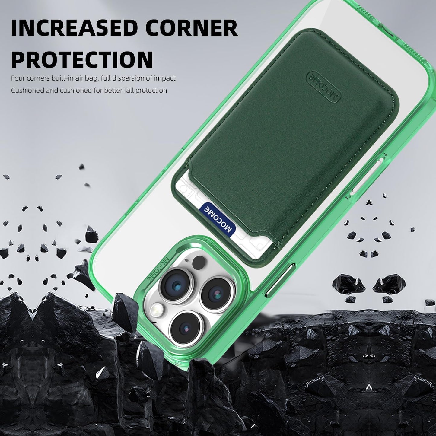 Magnetic transparent phone case for iPhone 16 Pro max, supports wireless charging, military-grade drop-proof, compatible with iPhone 16 Pro max Car magnetic bracket 2 in 1 magnetic card holder