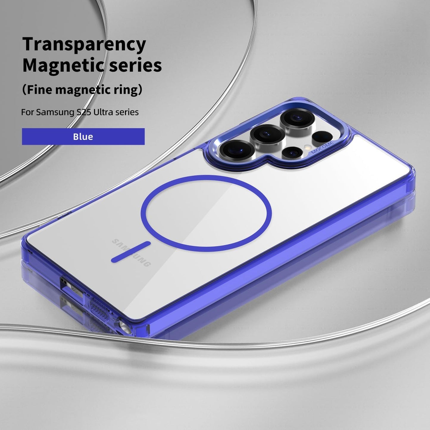 iTape Magnetic transparent phone case for Samsung Galaxy S25 Ultra, supports wireless charging, military-grade drop-proof, Car magnetic bracket 2 in 1 magnetic card holder