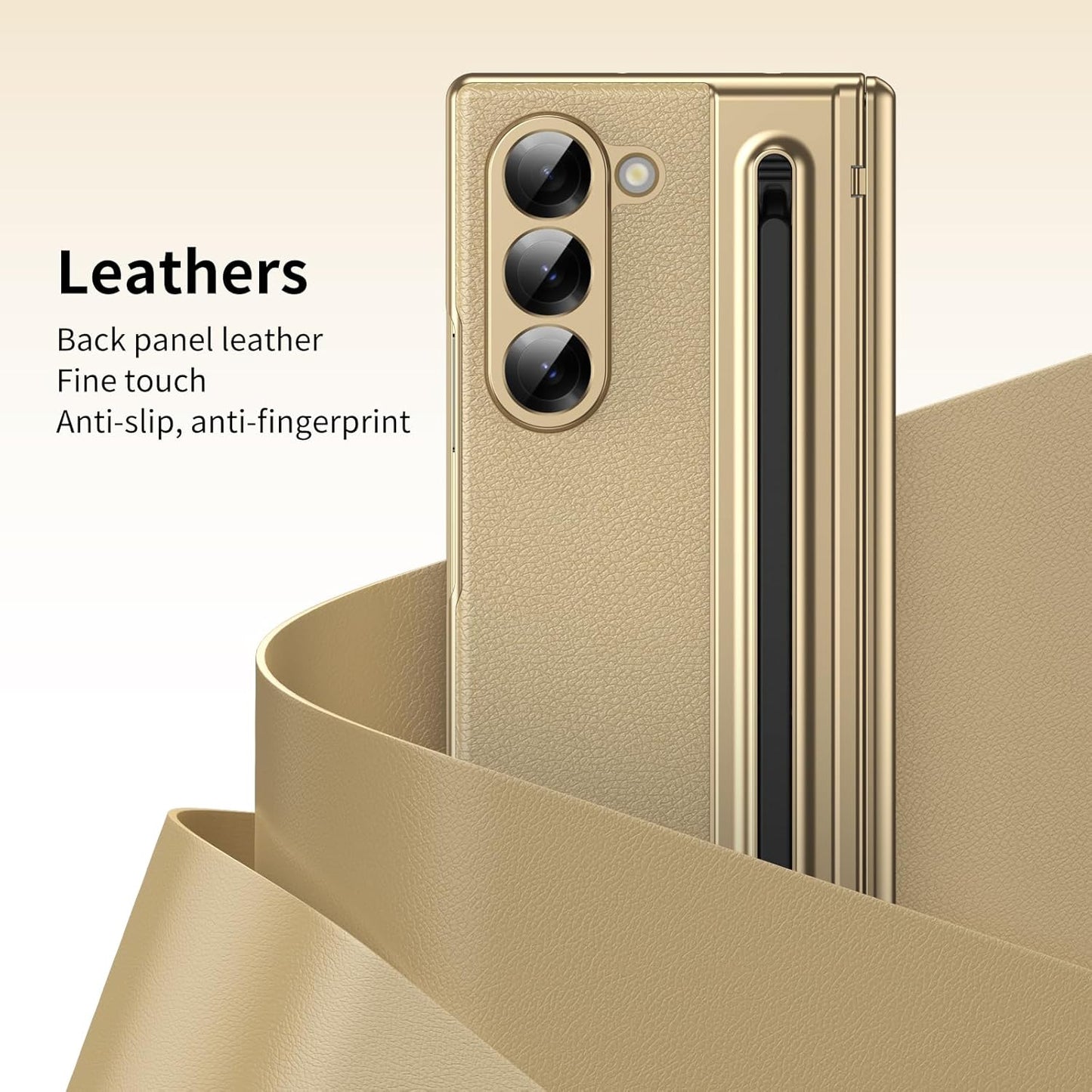 Lightweight phone case for Samsung Galaxy Z Fold6, hinged case supports wireless charging with lens protection, screen protector, complimentary stylus, drop-proof and fingerprint resistant