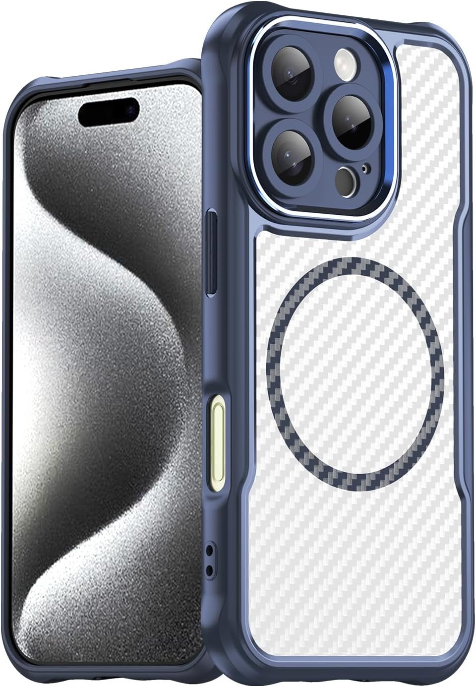 Magnetic carbon fibre case for iPhone 16 Pro, support wireless charging, carbon fibre shockproof slim case Purple