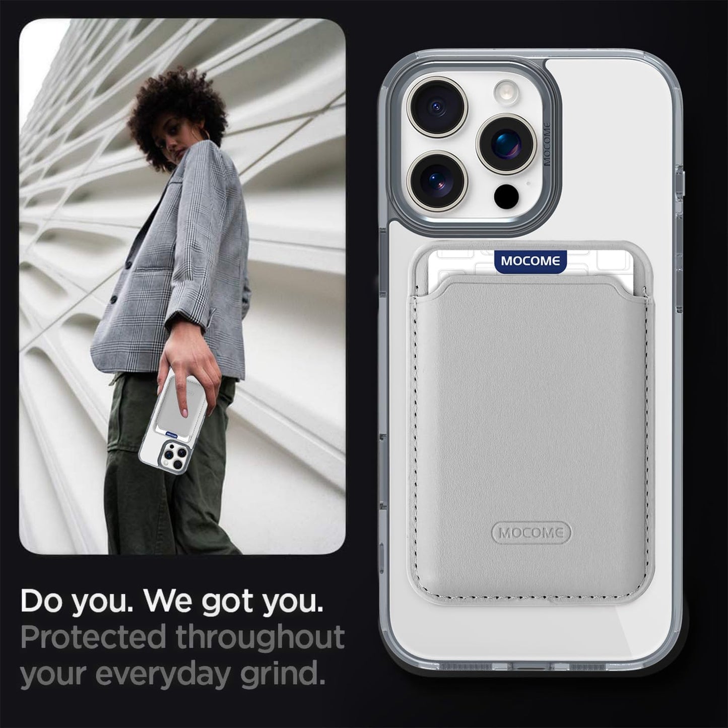 Magnetic transparent phone case for iPhone 16 Pro max, supports wireless charging, military-grade drop-proof, compatible with iPhone 16 Pro max Car magnetic bracket 2 in 1 magnetic card holder