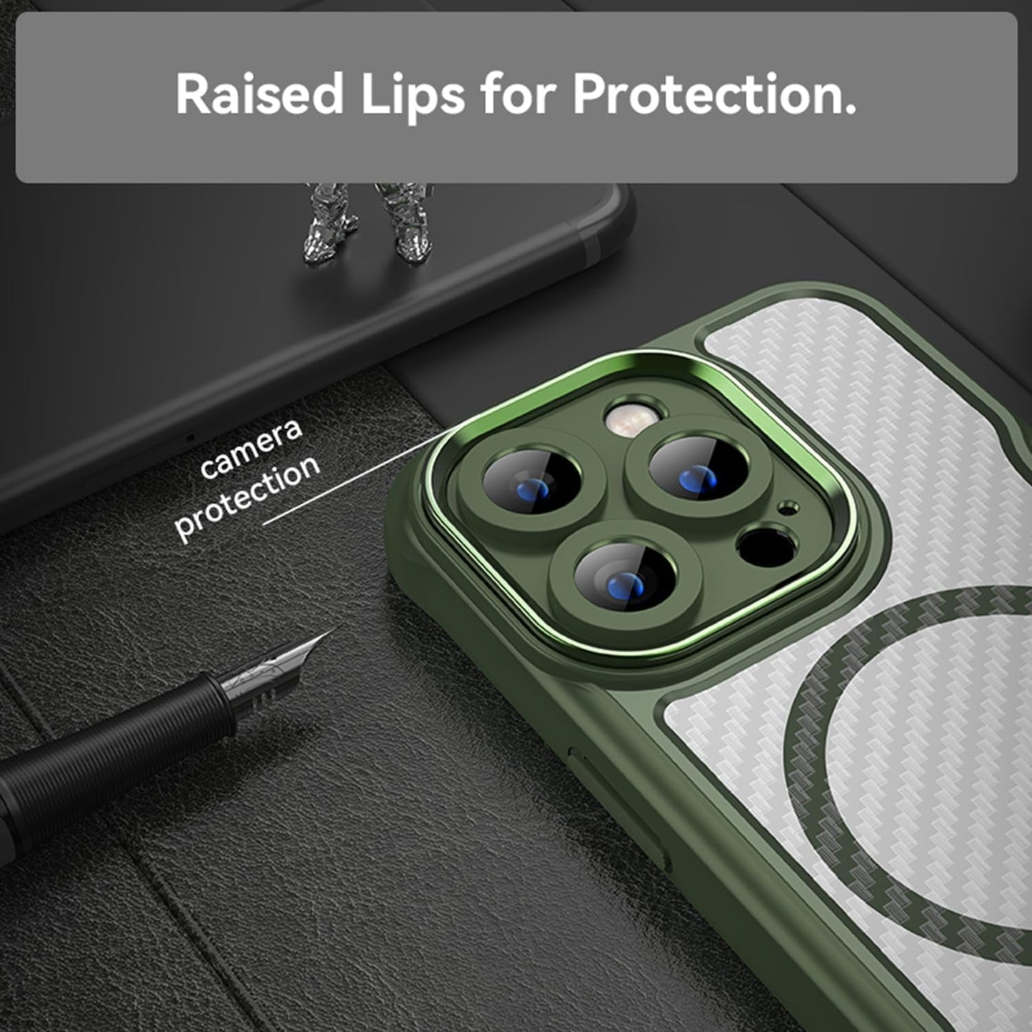 Magnetic carbon fibre case for iPhone 14 Pro, support wireless charging, carbon fibre shockproof slim case Black