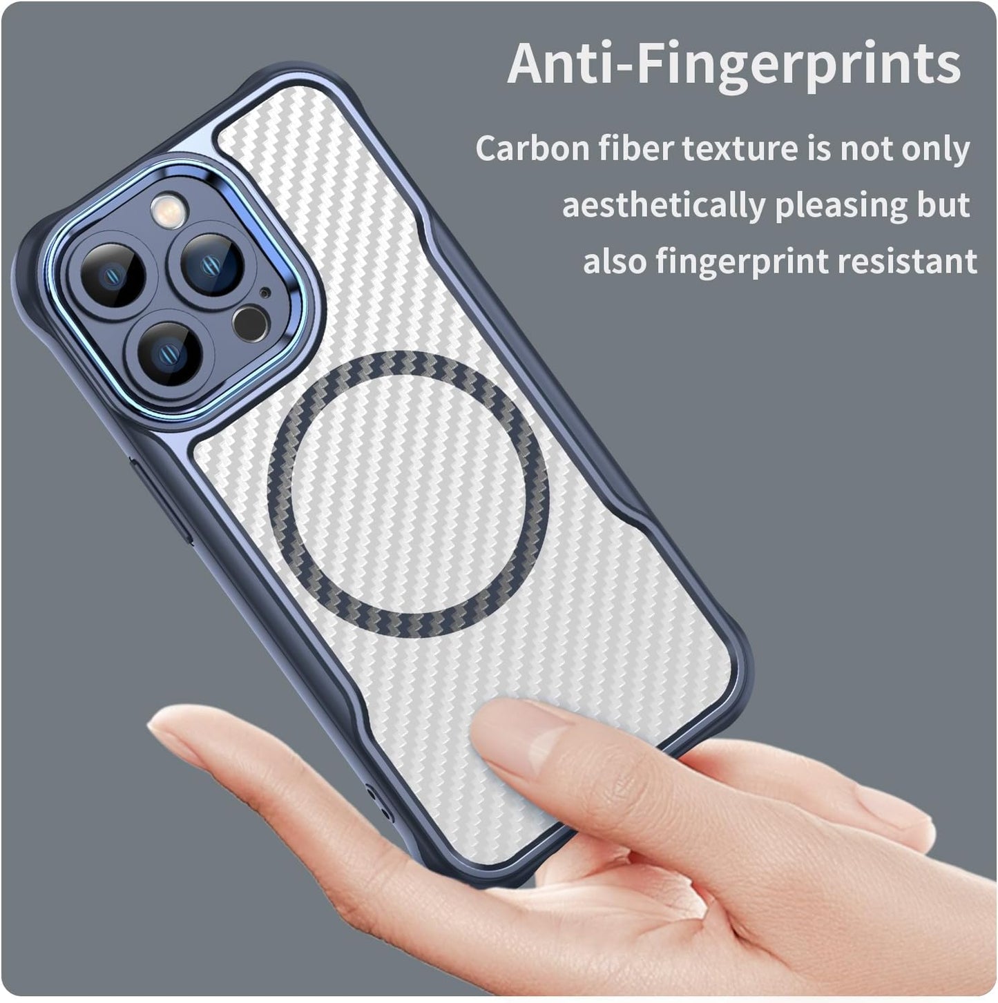 Magnetic carbon fibre case for iPhone 13 Pro, support wireless charging, carbon fibre shockproof slim case Purple