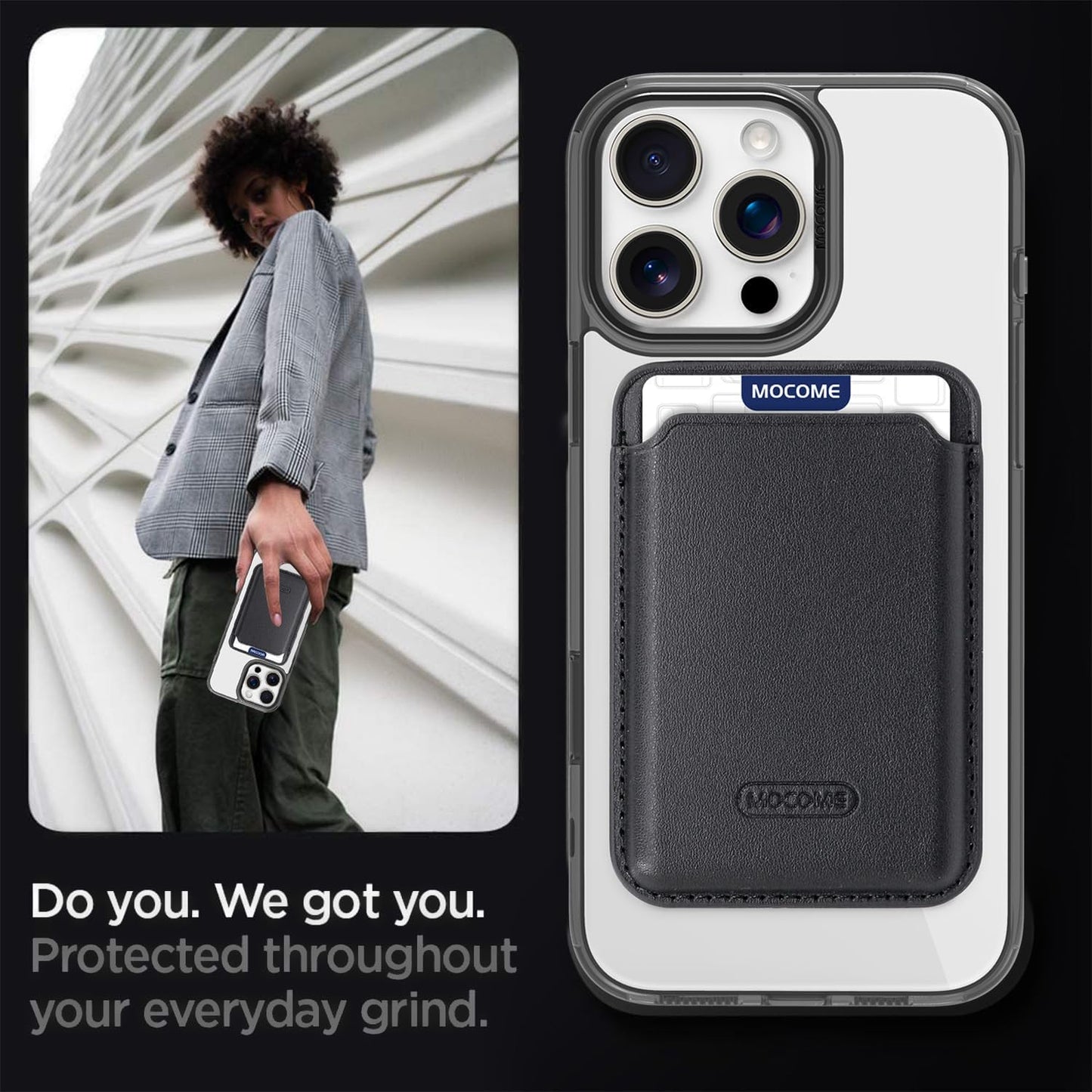 Magnetic transparent phone case for iPhone 16 Pro max, supports wireless charging, military-grade drop-proof, compatible with iPhone 16 Pro max Car magnetic bracket 2 in 1 magnetic card holder