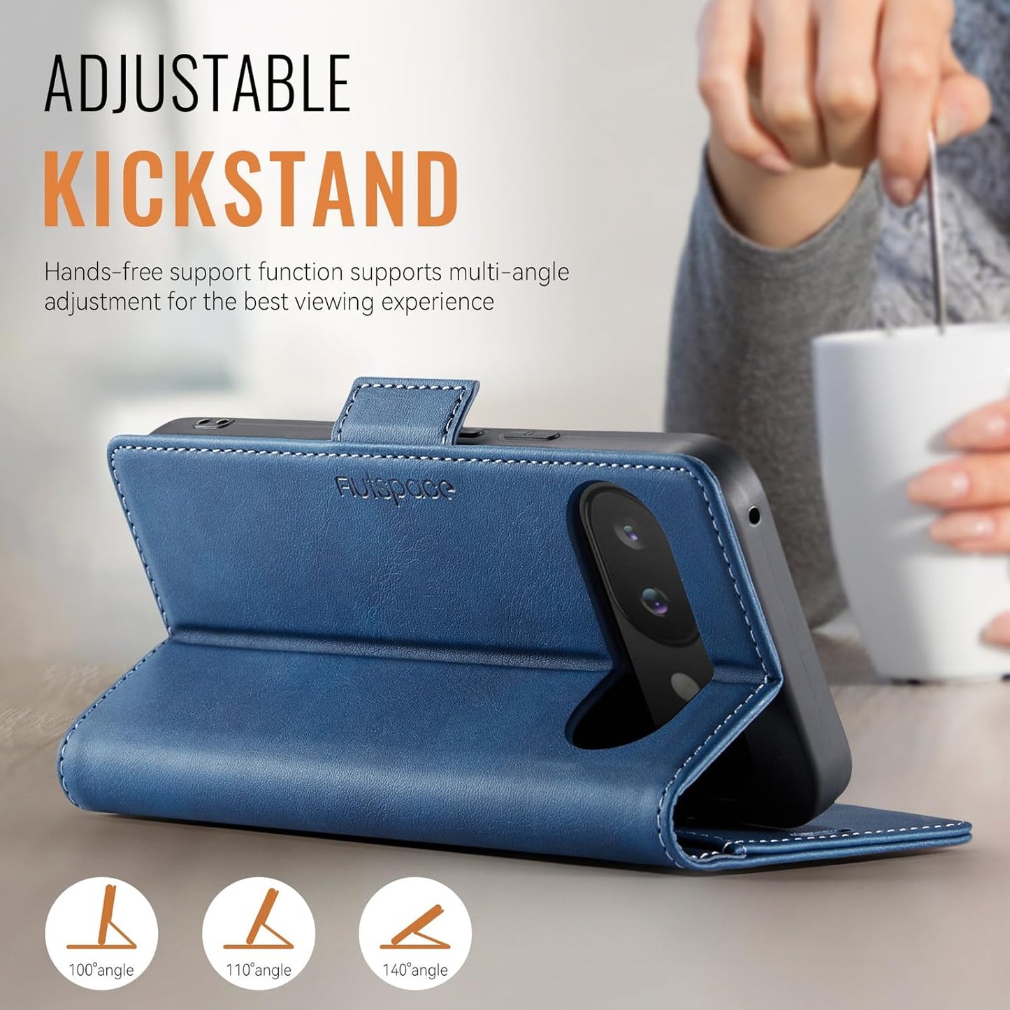 iTape Soft leather wallet case for Google Pixel 9a, RFID (anti-theft), wallet card slot flip cover stand for Google Pixel 9a Support wireless charging Brown
