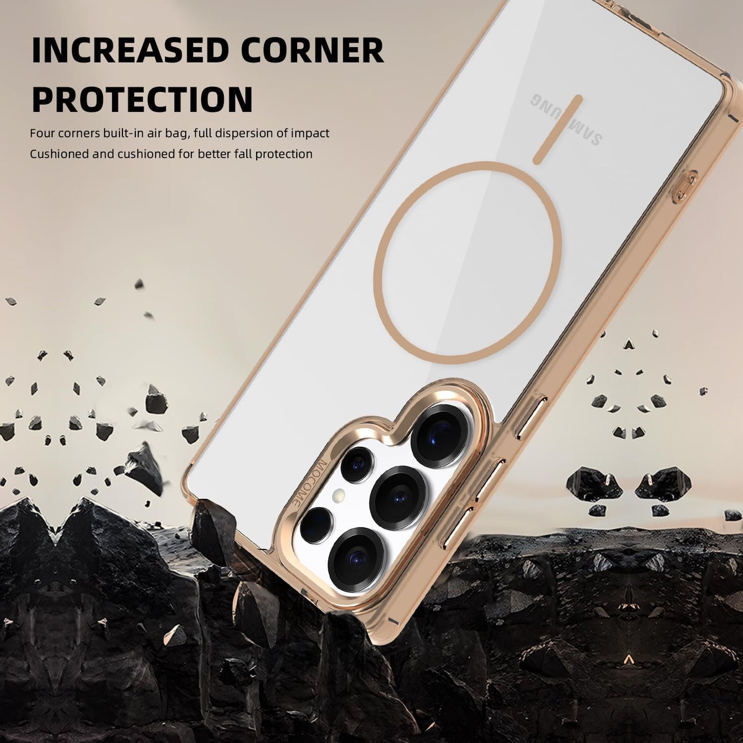 iTape Magnetic transparent phone case for Samsung Galaxy S25 Ultra, supports wireless charging, military-grade drop-proof, compatible with Samsung Galaxy S25 Ultra Car magnetic bracket