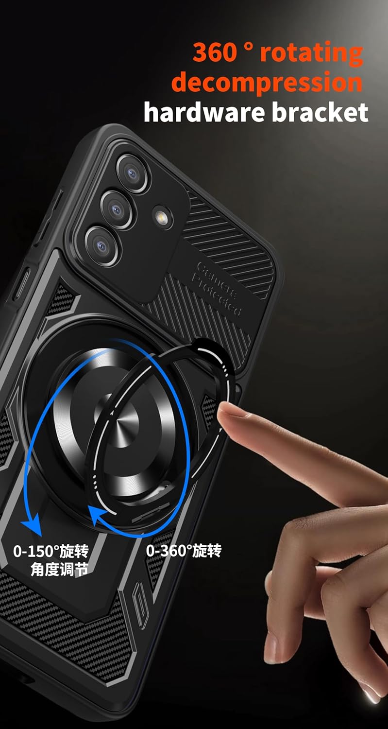 iTape Hard Plated PC Armor Cover for Samsung Galaxy A26 with 360° Rotating Metal Ring Strong Magnetic Car Mount Phone Case Support wireless charging
