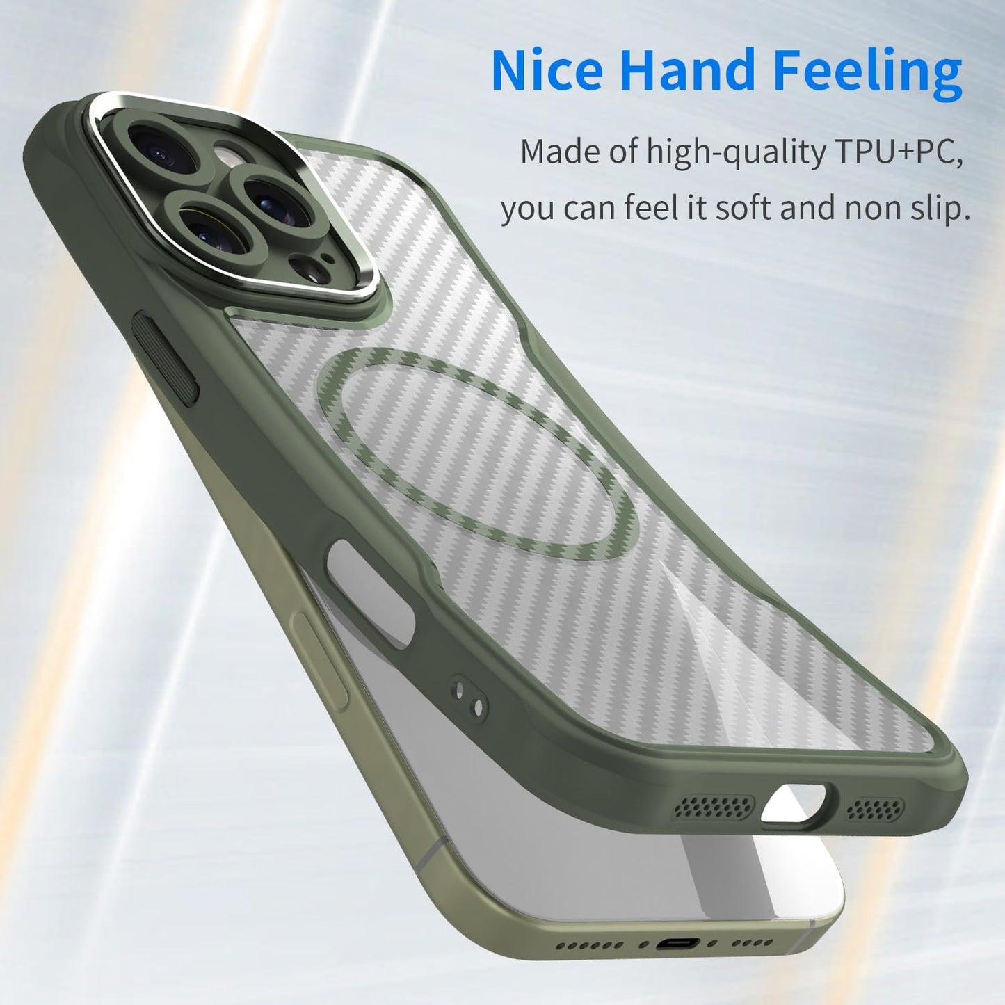 Magnetic carbon fibre case for iPhone 16 Pro max, support wireless charging, carbon fibre shockproof slim case Black