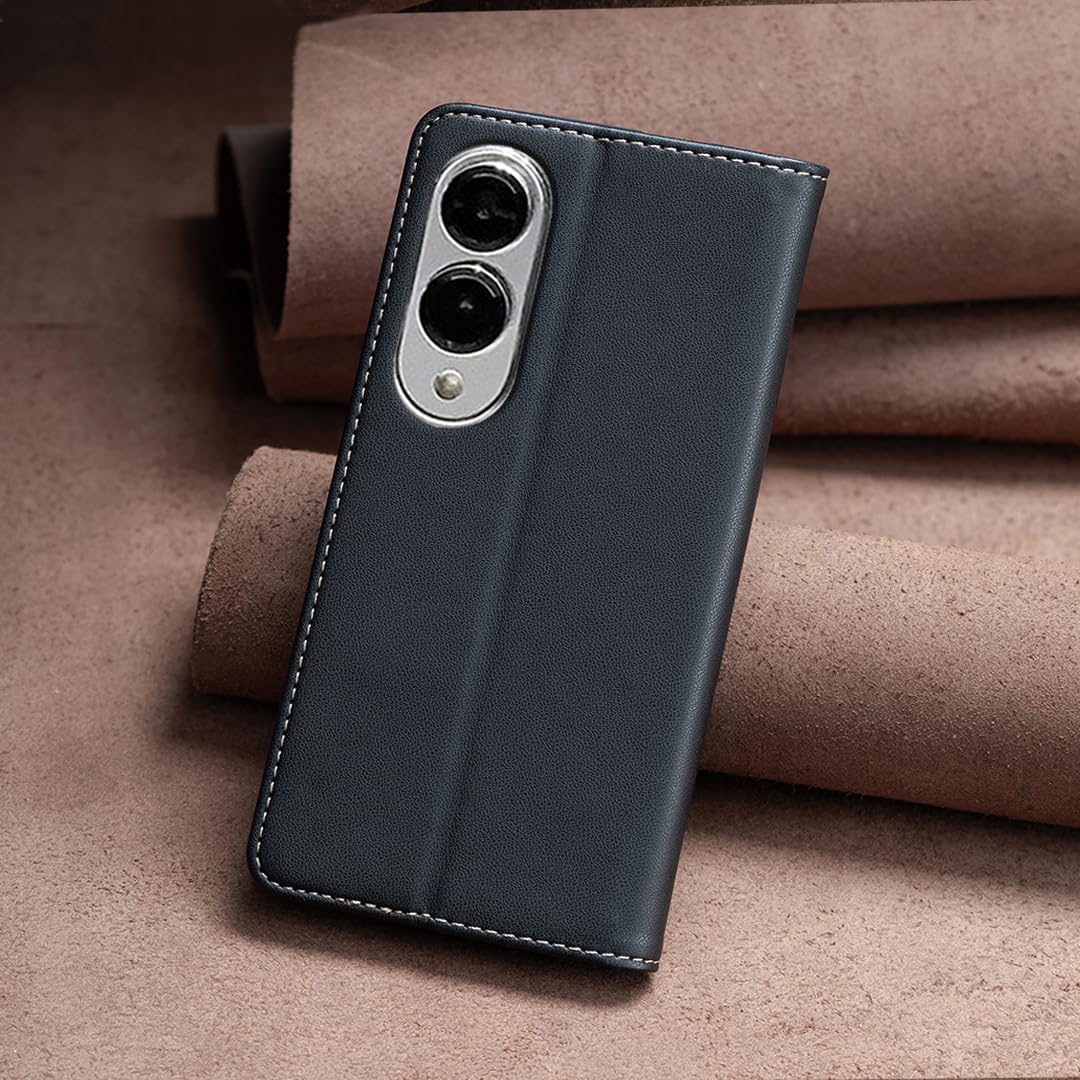 Leather Phone Case for Samsung Galaxy S25 Edge, Magnetic Leather Wallet Case, Flip Stand Shockproof Protection Green