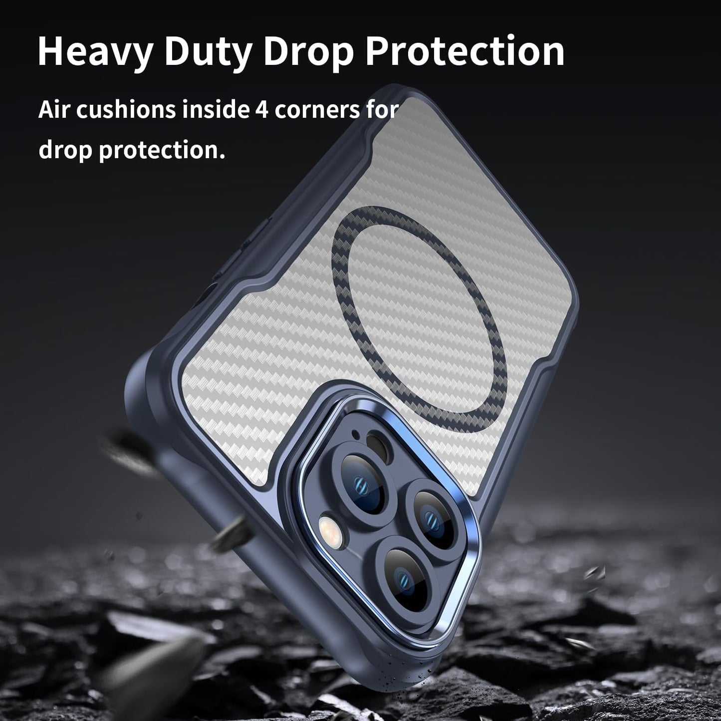 Magnetic carbon fibre case for iPhone 13 Pro, support wireless charging, carbon fibre shockproof slim case Purple