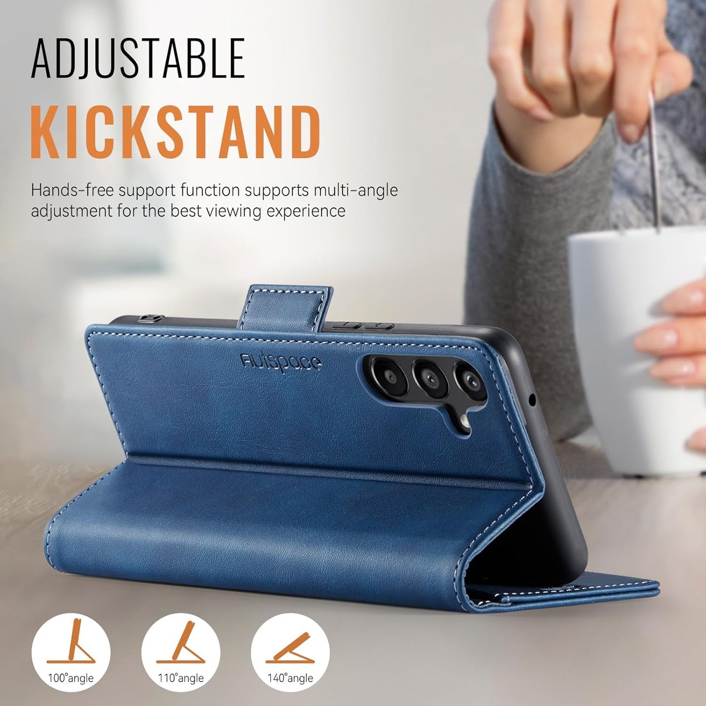 iTape Soft leather wallet case for Samsung Galaxy A35, RFID (anti-theft), wallet card slot flip cover stand for Samsung Galaxy A35 Support wireless charging Black