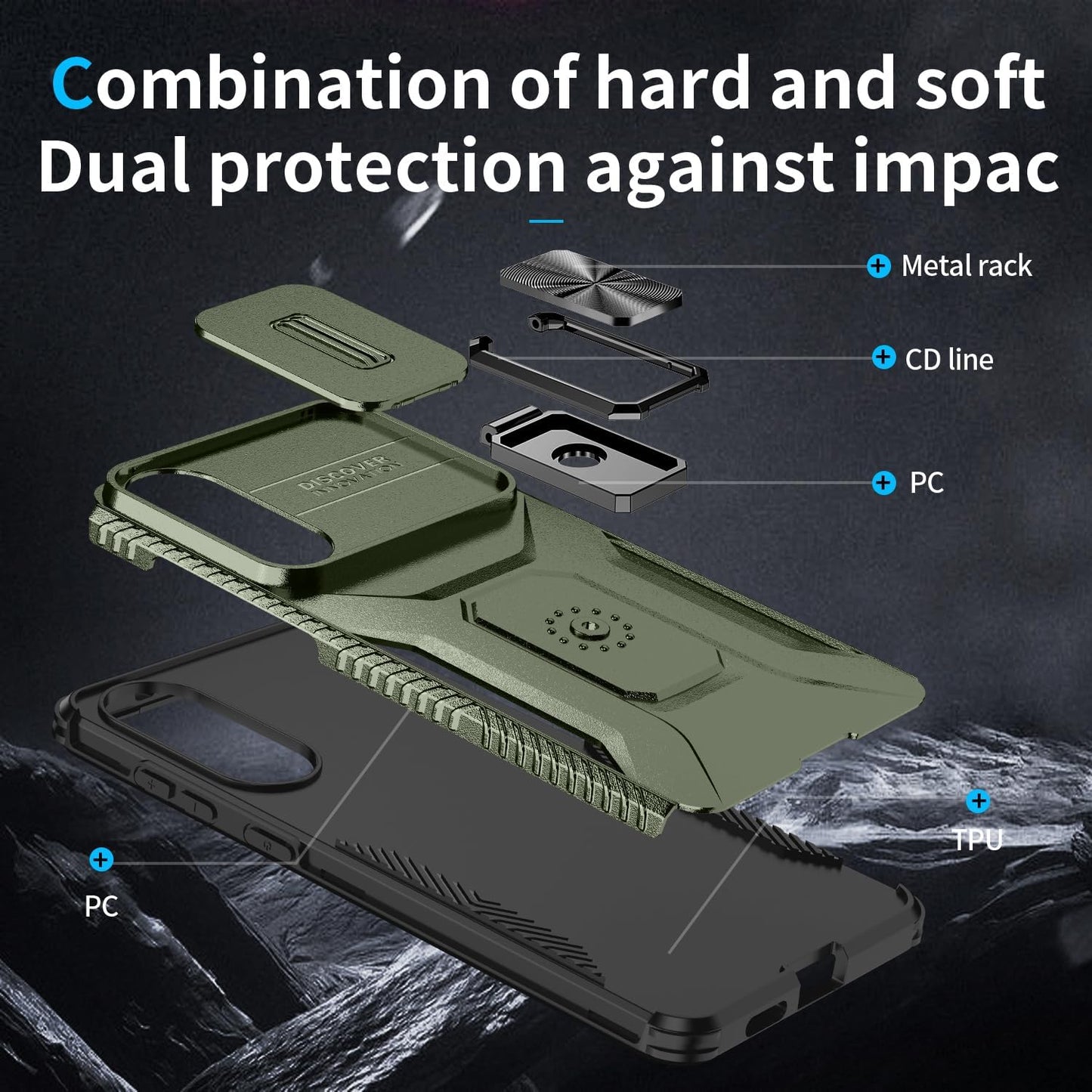Magnetic car mount 2 in 1 phone case for Samsung Galaxy S25 Edge, double layer shockproof and drop-proof protective case. 360° rotating bracket finger ring buckle push window lens protection