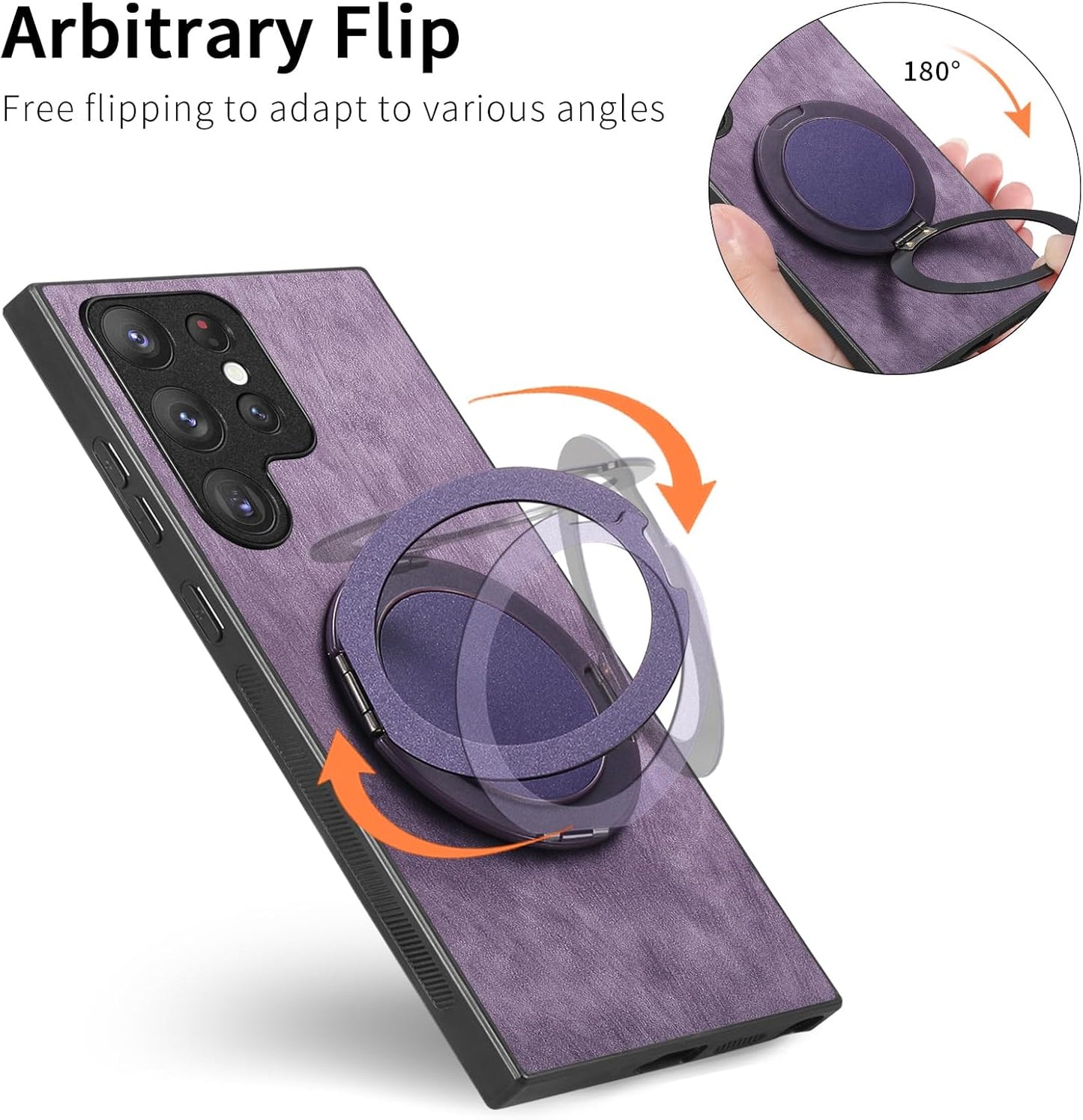 iTape Retro magnetic mobile phone case for Samsung Galaxy S25 Ultra, wireless charging magnetic car mount, round ring 360% rotating mount Green