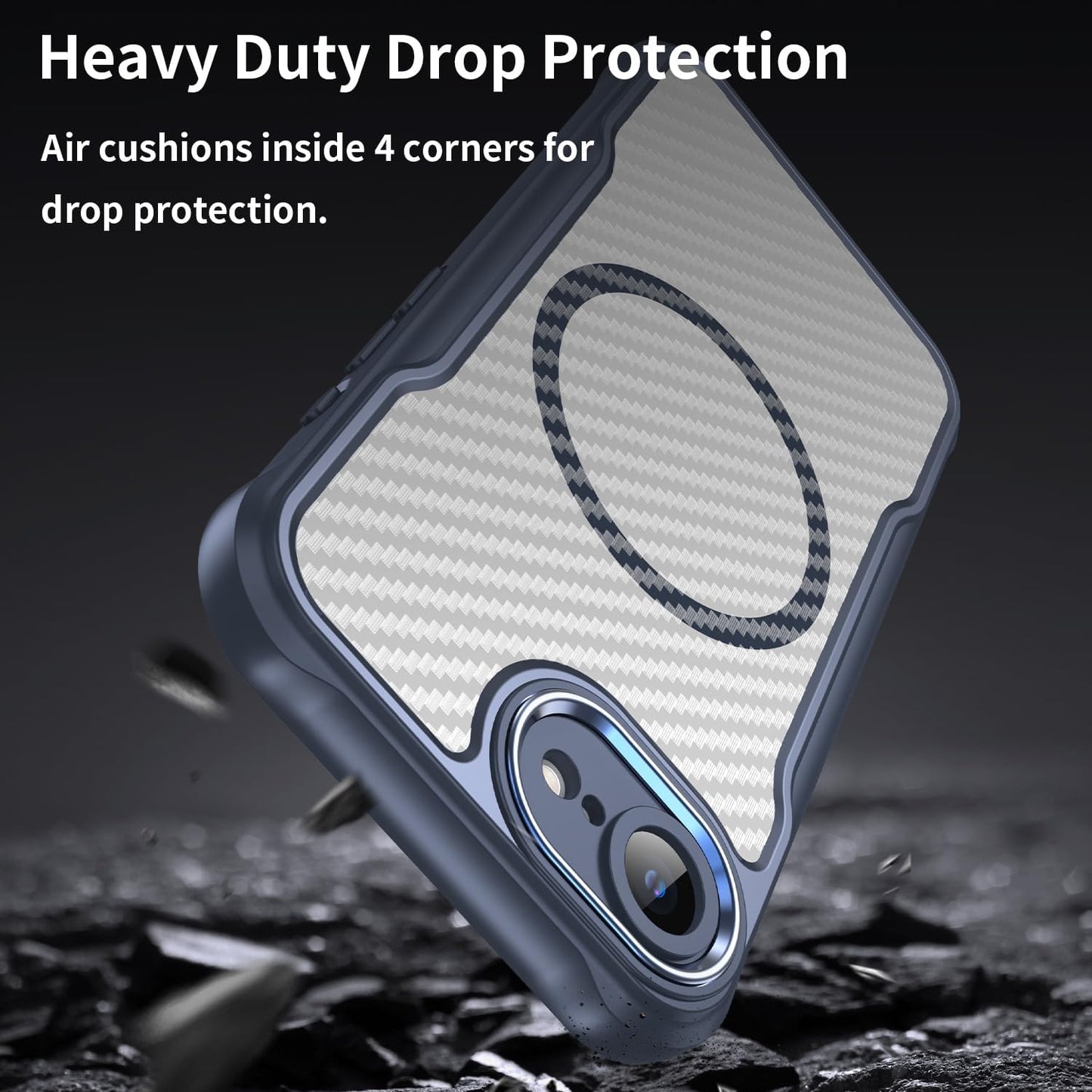 Magnetic carbon fibre case for iPhone 16E, support wireless charging, carbon fibre shockproof slim case Purple