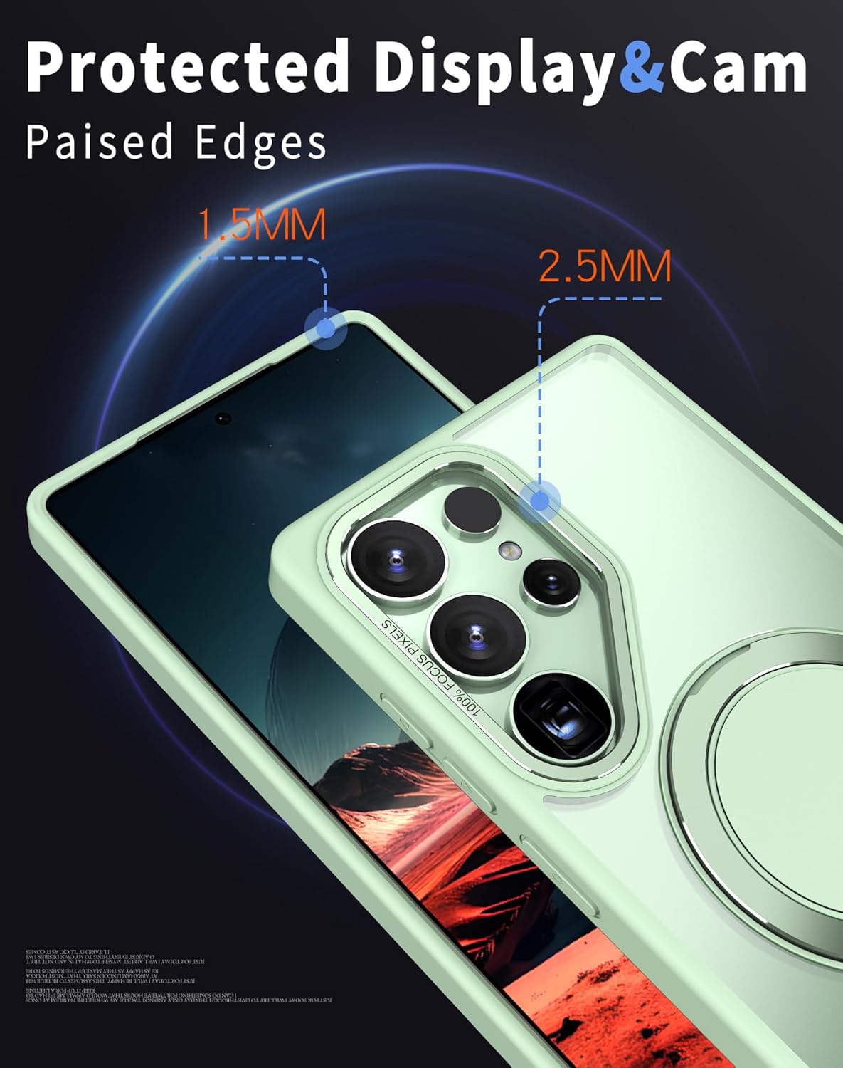 iTape Magnetic phone case for Samsung Galaxy S25 Ultra, mechanical gear 360° rotating bracket supports wireless charging, shockproof ultra-thin shell Gray