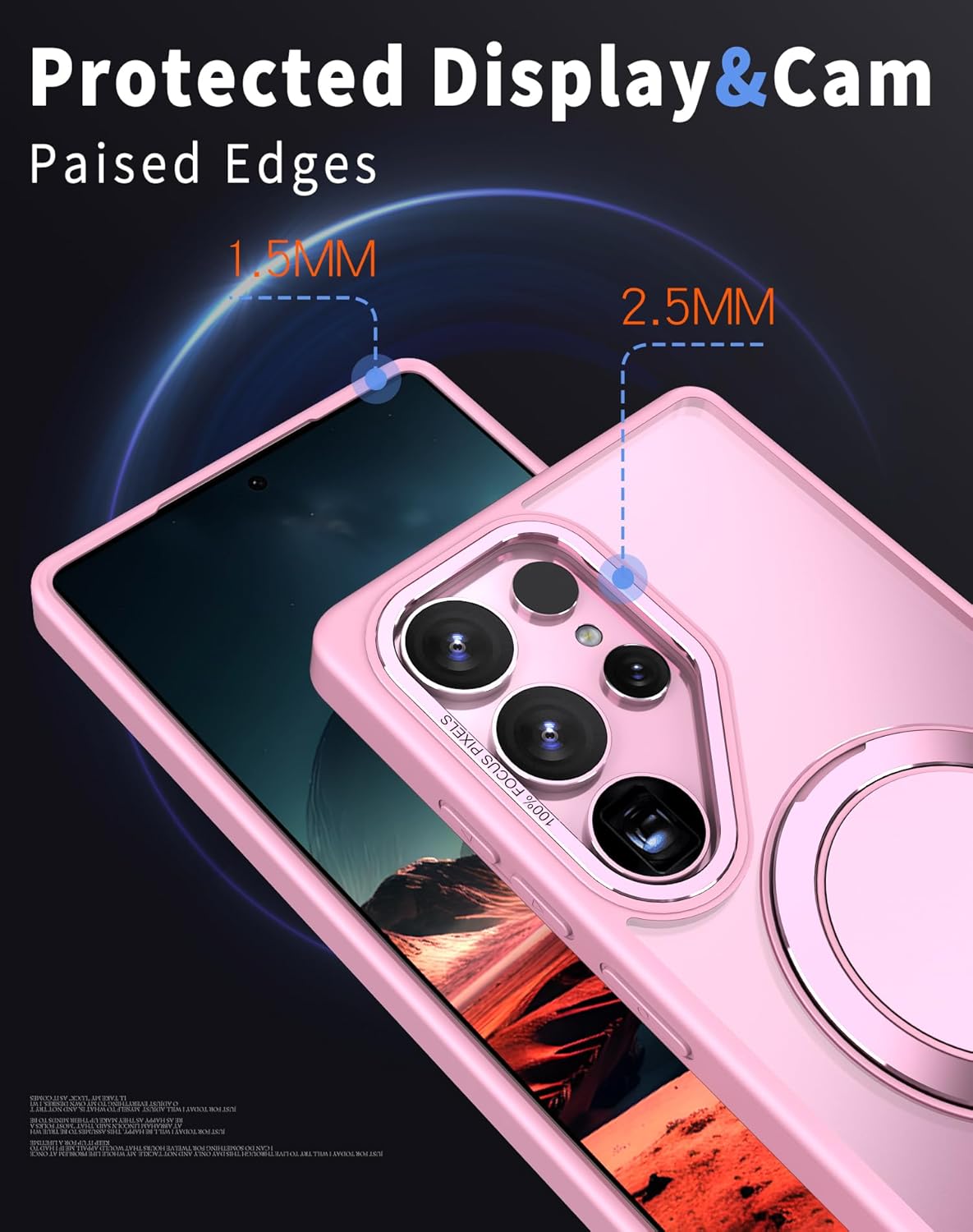iTape Magnetic phone case for Samsung Galaxy S25 Ultra, mechanical gear 360° rotating bracket supports wireless charging, shockproof ultra-thin shell Gray