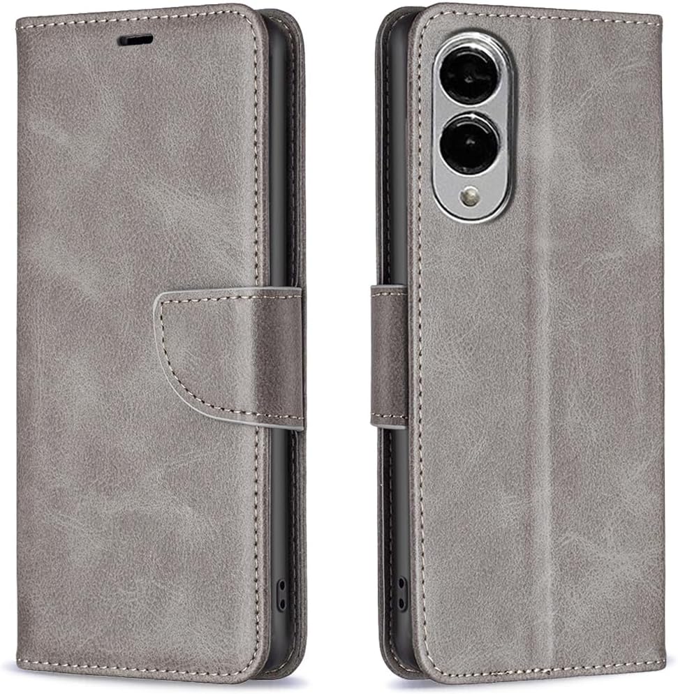 iTape Solid lambskin leather phone case for Samsung Galaxy S25 Edge, snap wallet style case, flip stand shock protection Brown