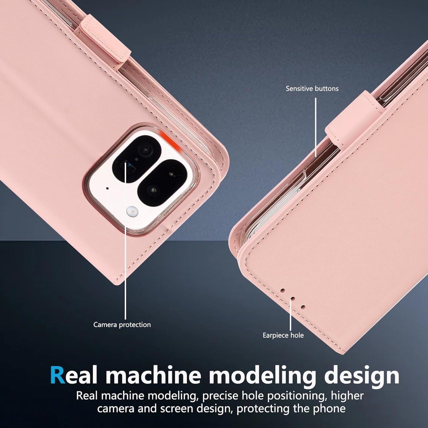 iTape Folding Magnetic Leather Case for Google Pixel 9 Pro Fold, RFID Anti-theft Wallet Phone Case, Multi-Card Slot Magnetic Flip Cover Holder Pink
