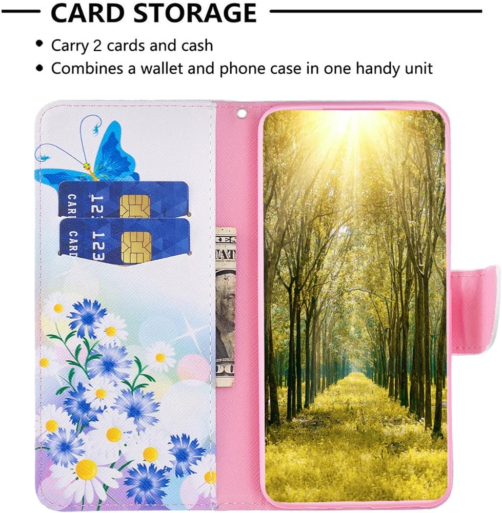 Painted phone case for iPhone 16E, magnetic closure wallet case, multiple card slots, wallet, flip cover, shockproof protection