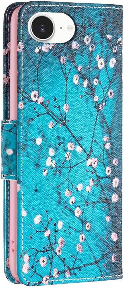 Painted phone case for iPhone 16E, magnetic closure wallet case, multiple card slots, wallet, flip cover, shockproof protection