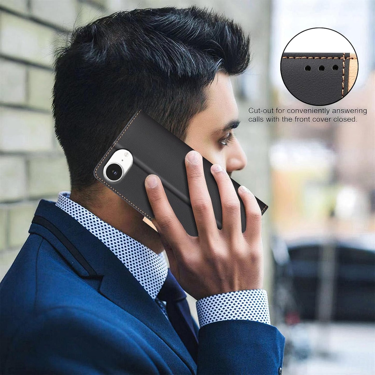 Colorblock Wallet Phone Case for iPhone 16E, Wallet Phone Case (RFID Anti-theft Swipe) Flip Stand, Credit Card Slot Wallet Black