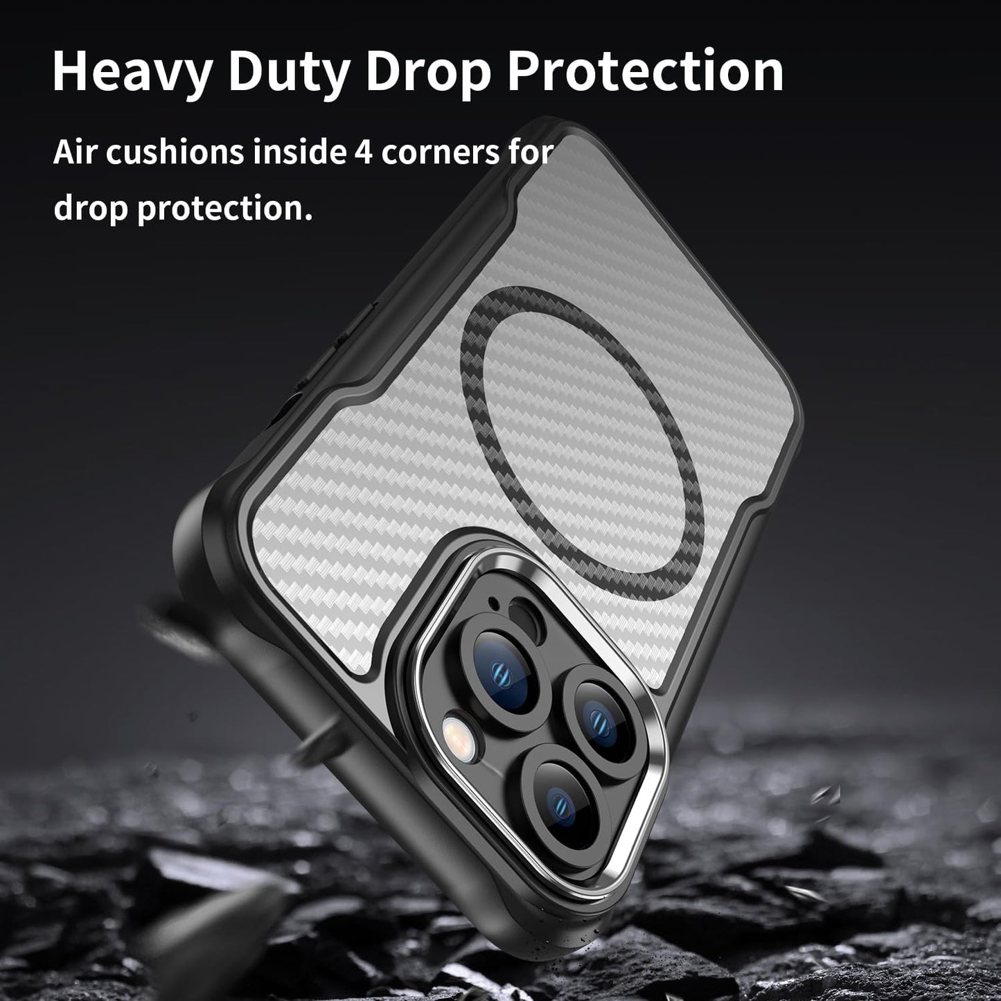 Magnetic carbon fibre case for iPhone 13 Pro, support wireless charging, carbon fibre shockproof slim case Purple
