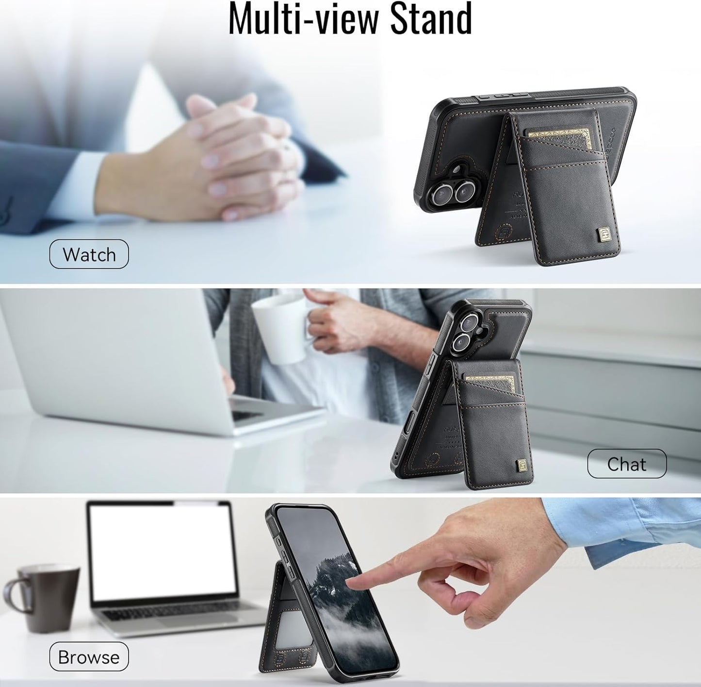 Up and down card holder mobile phone case suitable for iPhone 16, RFID (anti-theft), supports car magnetic suction function, card slot wallet holder Blue