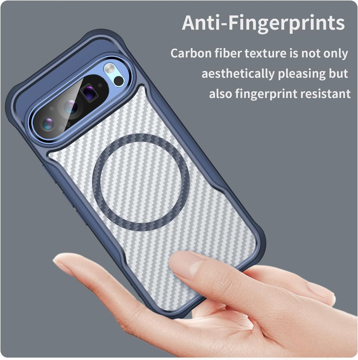 iTape Magnetic carbon fibre case for Google Pixel 9 Pro, support wireless charging, carbon fibre shockproof slim case Black
