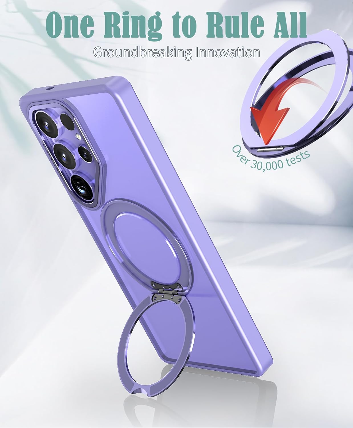 iTape Magnetic phone case for Samsung Galaxy S25 Ultra, 360° rotating bracket supports wireless charging, shockproof ultra-thin shell Pink