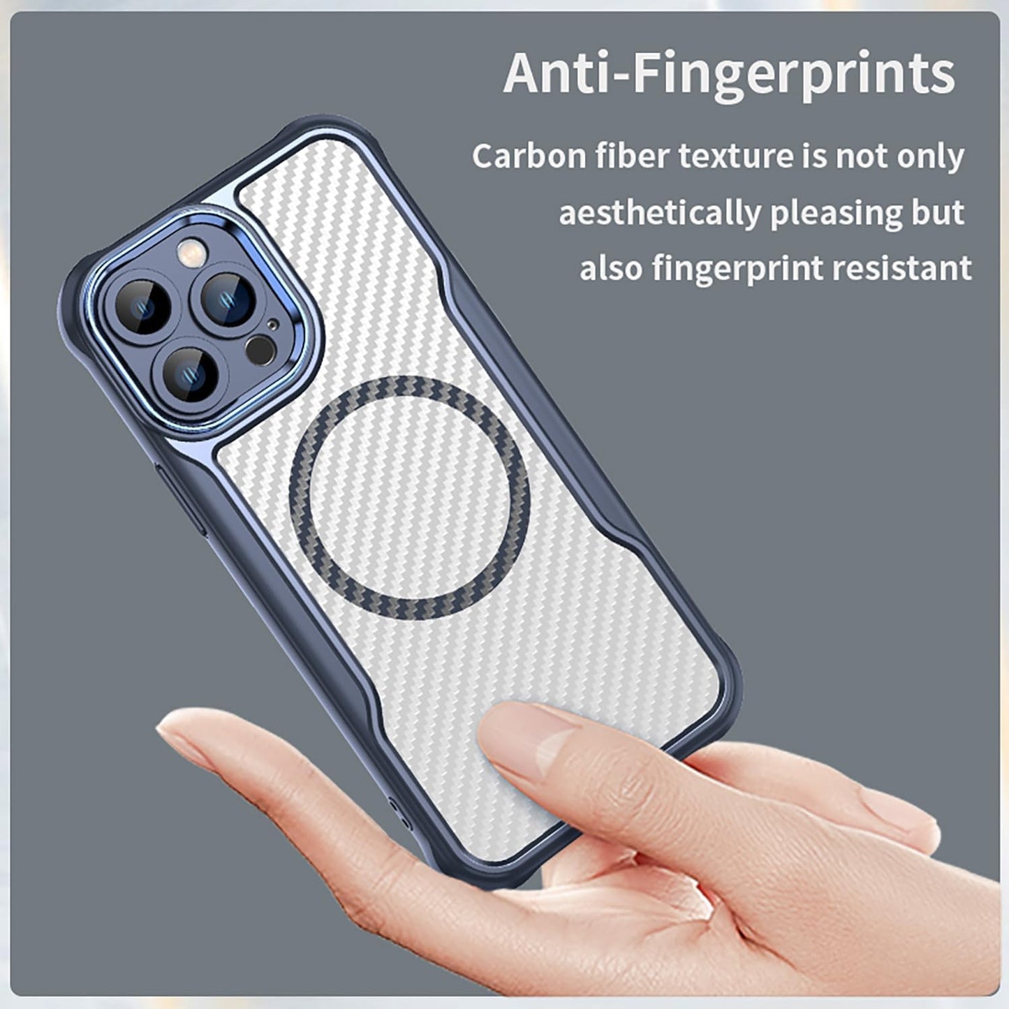 Magnetic carbon fibre case for iPhone 13 Pro max, support wireless charging, carbon fibre shockproof slim case Black