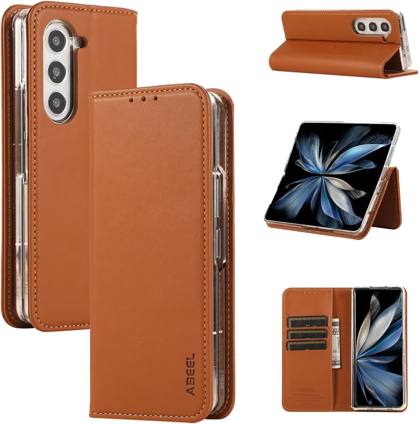 iTape Magnetic Leather Case for Samsung Galaxy Z Fold5, RFID Anti-theft Wallet Phone Case, Multi-Card Slot Magnetic Flip Cover Green
