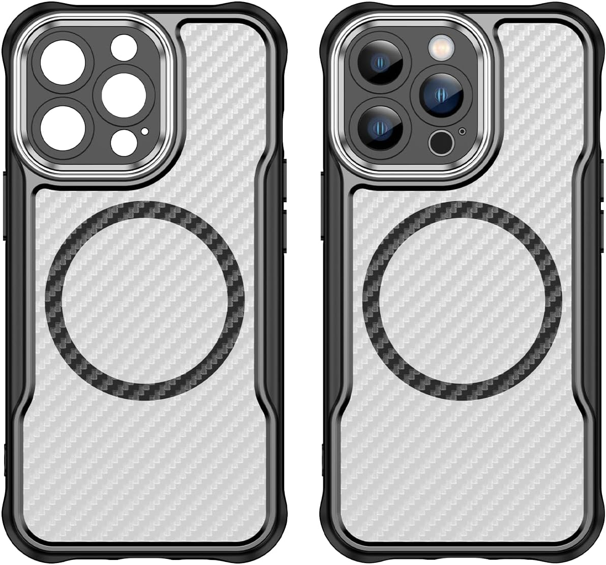 Magnetic carbon fibre case for iPhone 13 Pro, support wireless charging, carbon fibre shockproof slim case Purple