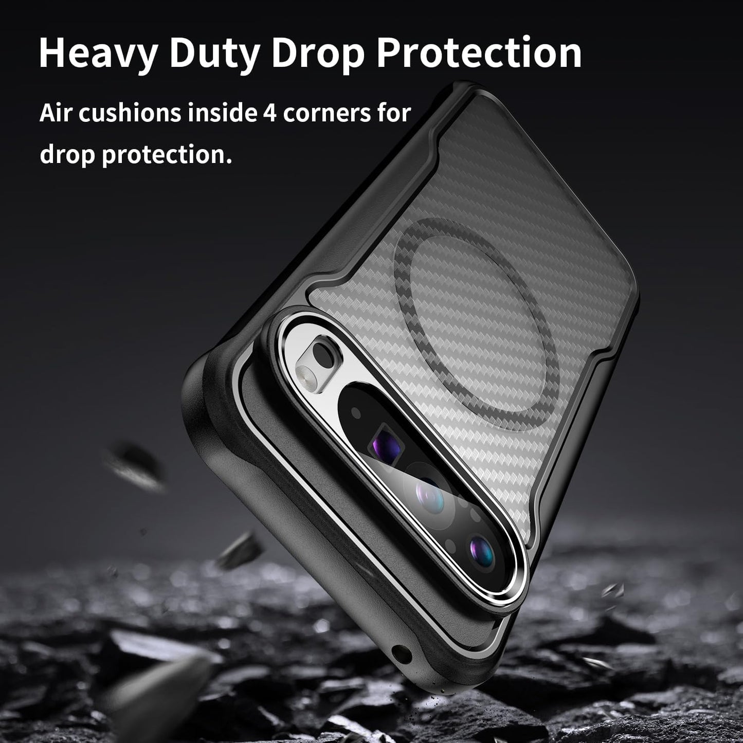 iTape Magnetic carbon fibre case for Google Pixel 9 Pro XL 5G, support wireless charging, carbon fibre shockproof slim case Green