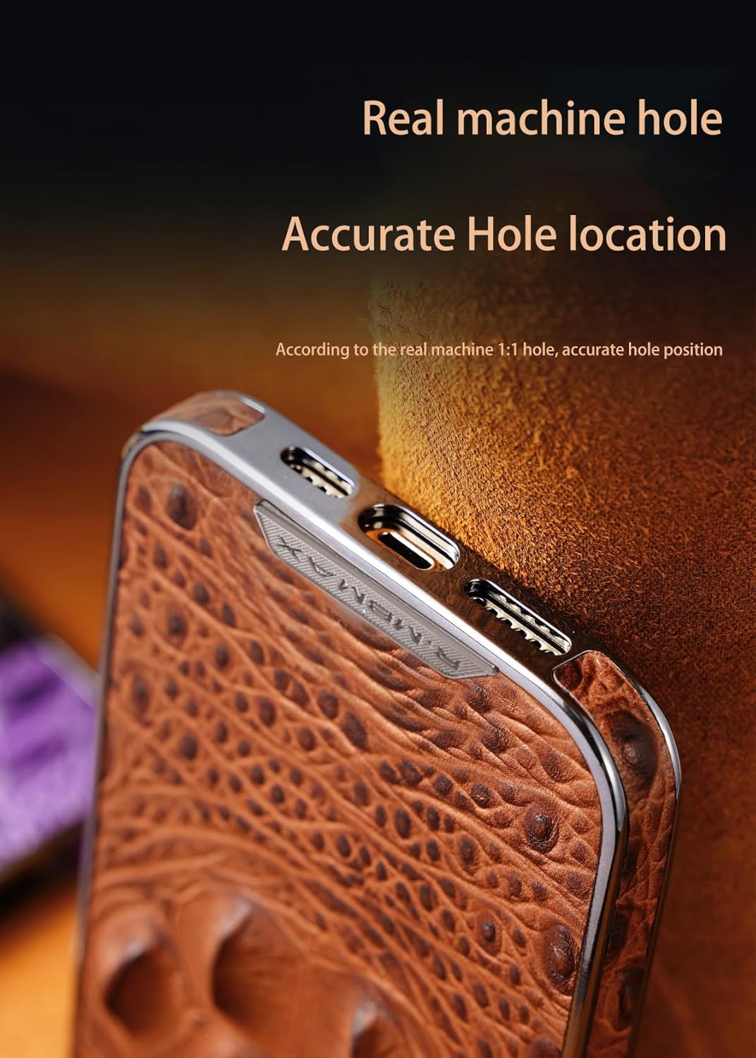 Crocodile pattern phone case for iPhone 15 Pro max, shockproof and drop-proof phone case, genuine leather crocodile pattern phone protective case Black
