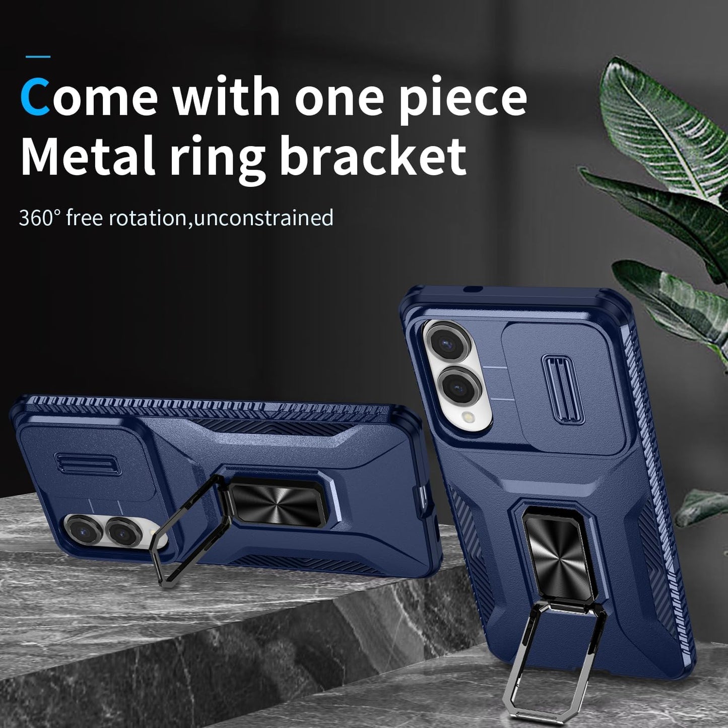 Magnetic car mount 2 in 1 phone case for Samsung Galaxy S25 Edge, double layer shockproof and drop-proof protective case. 360° rotating bracket finger ring buckle push window lens protection