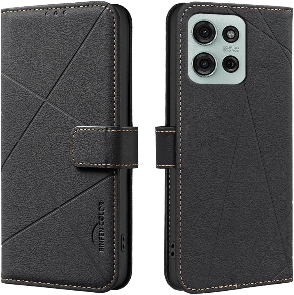 iTape Wallet phone case for Motorola Moto G75, RFID anti-theft wallet, pressed edge leather case flip cover stand Blue