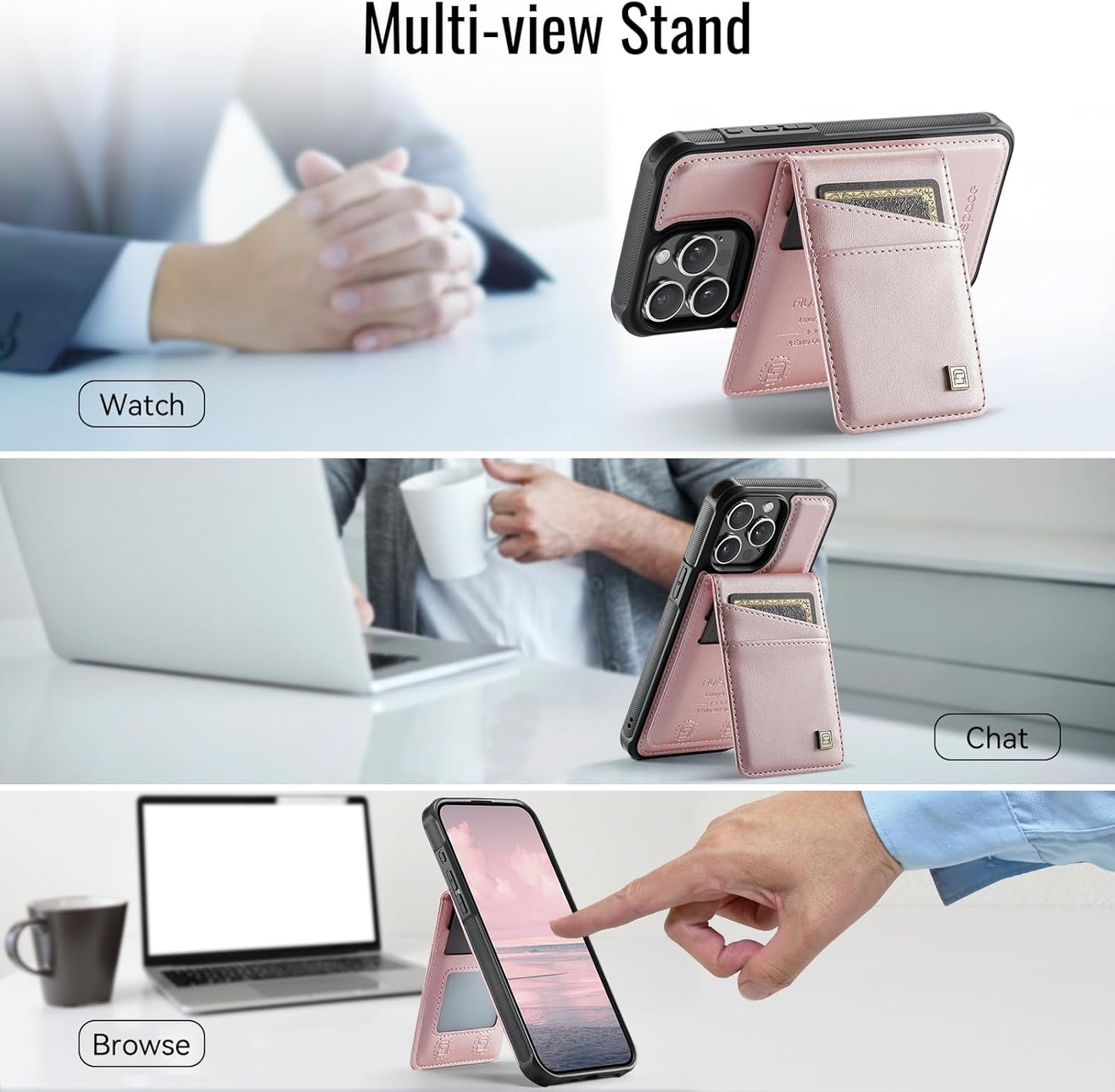 Up and down card holder mobile phone case suitable for iPhone 14 Pro max, RFID (anti-theft), supports car magnetic suction function, card slot wallet holder Black
