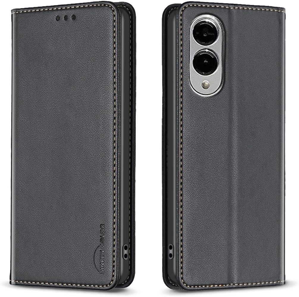 Leather Phone Case for Samsung Galaxy S25 Edge, Magnetic Leather Wallet Case, Flip Stand Shockproof Protection Green