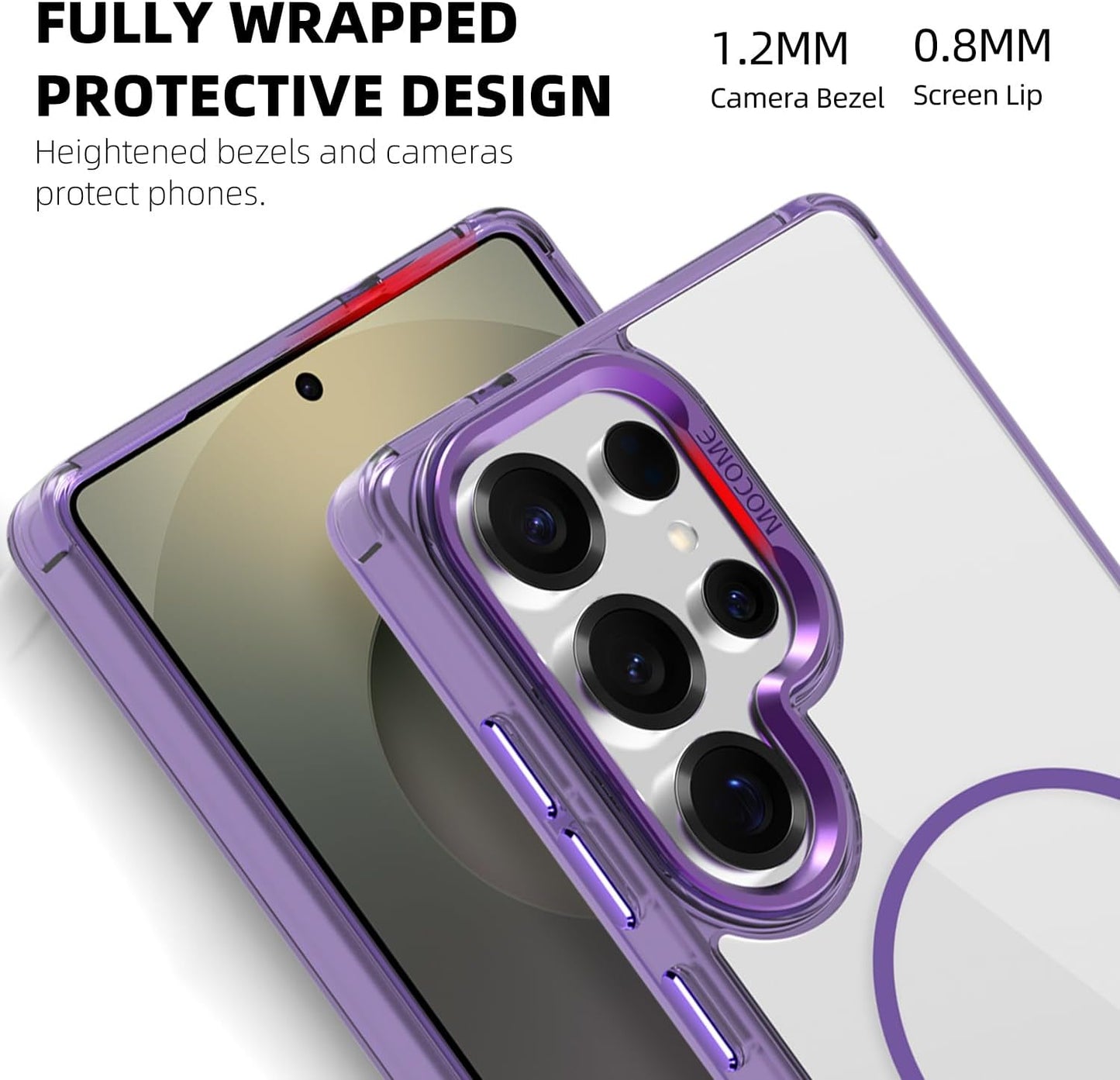 iTape Magnetic transparent phone case for Samsung Galaxy S25 Ultra, supports wireless charging, military-grade drop-proof, Car magnetic bracket 2 in 1 magnetic card holder